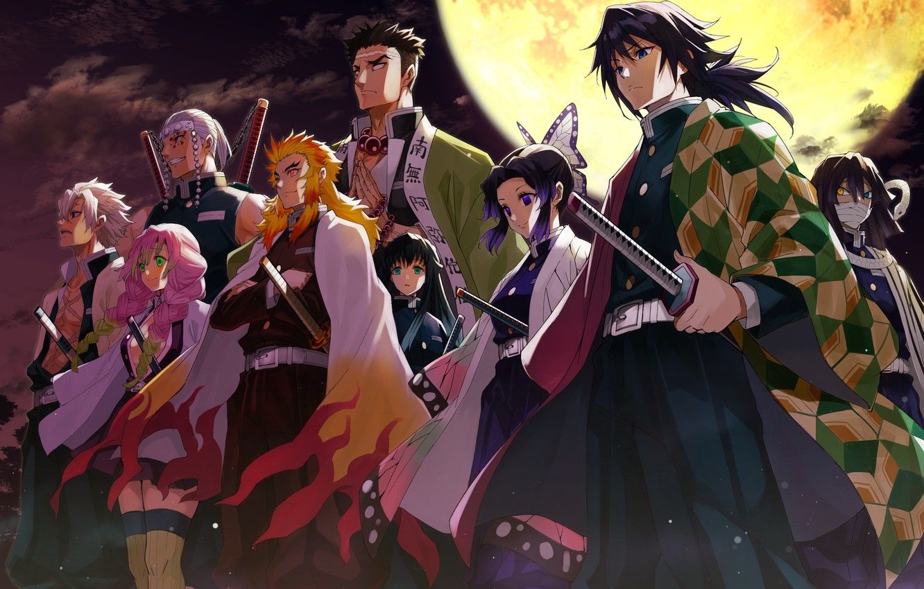 Wallpaper the moon, characters, The Blade Cleaves Demons, Demon Slayer Kimetsu No Yaiba image for desktop, section сёнэн