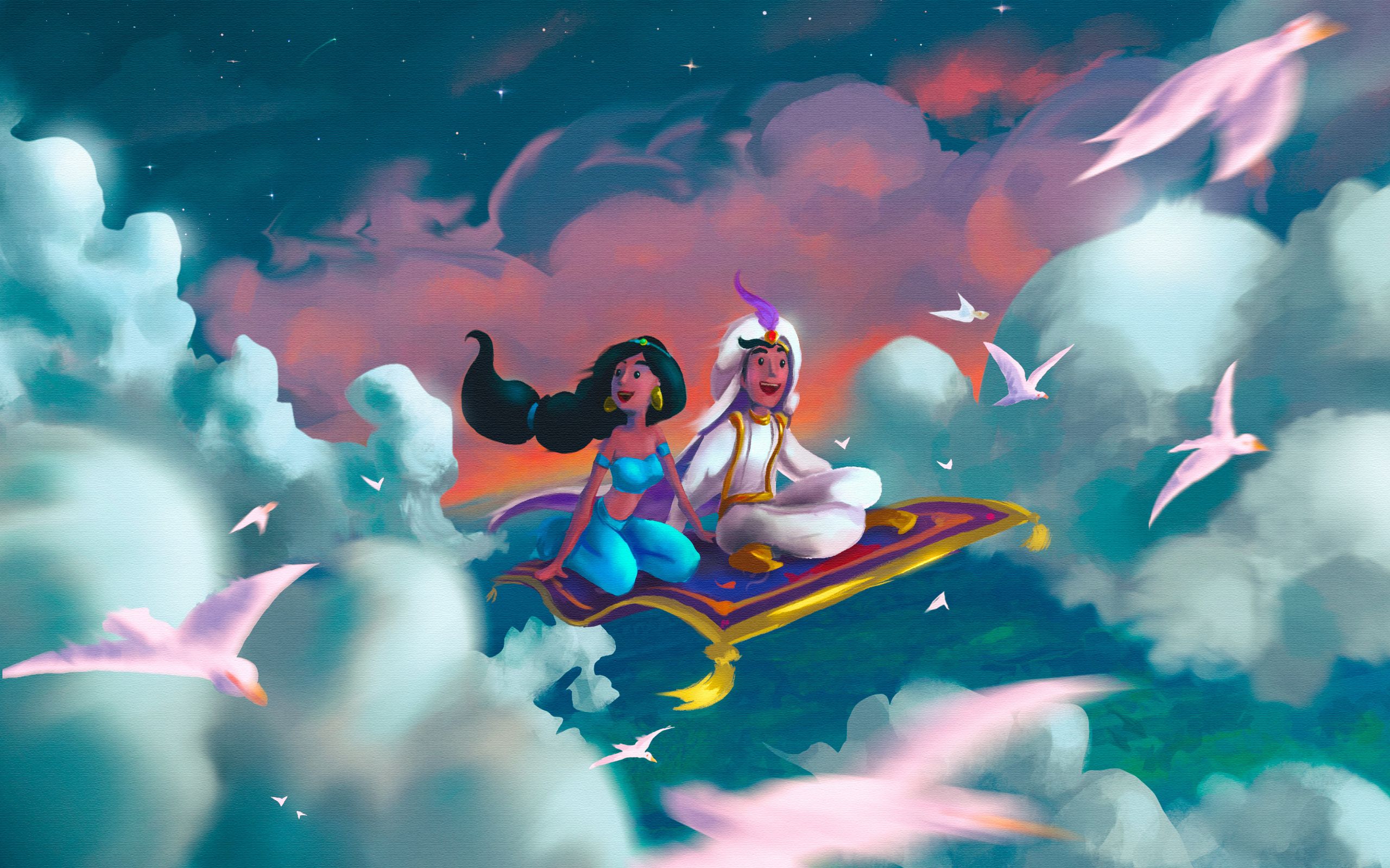 Aladdin And Jasmine Art 2560x1600 Resolution HD 4k