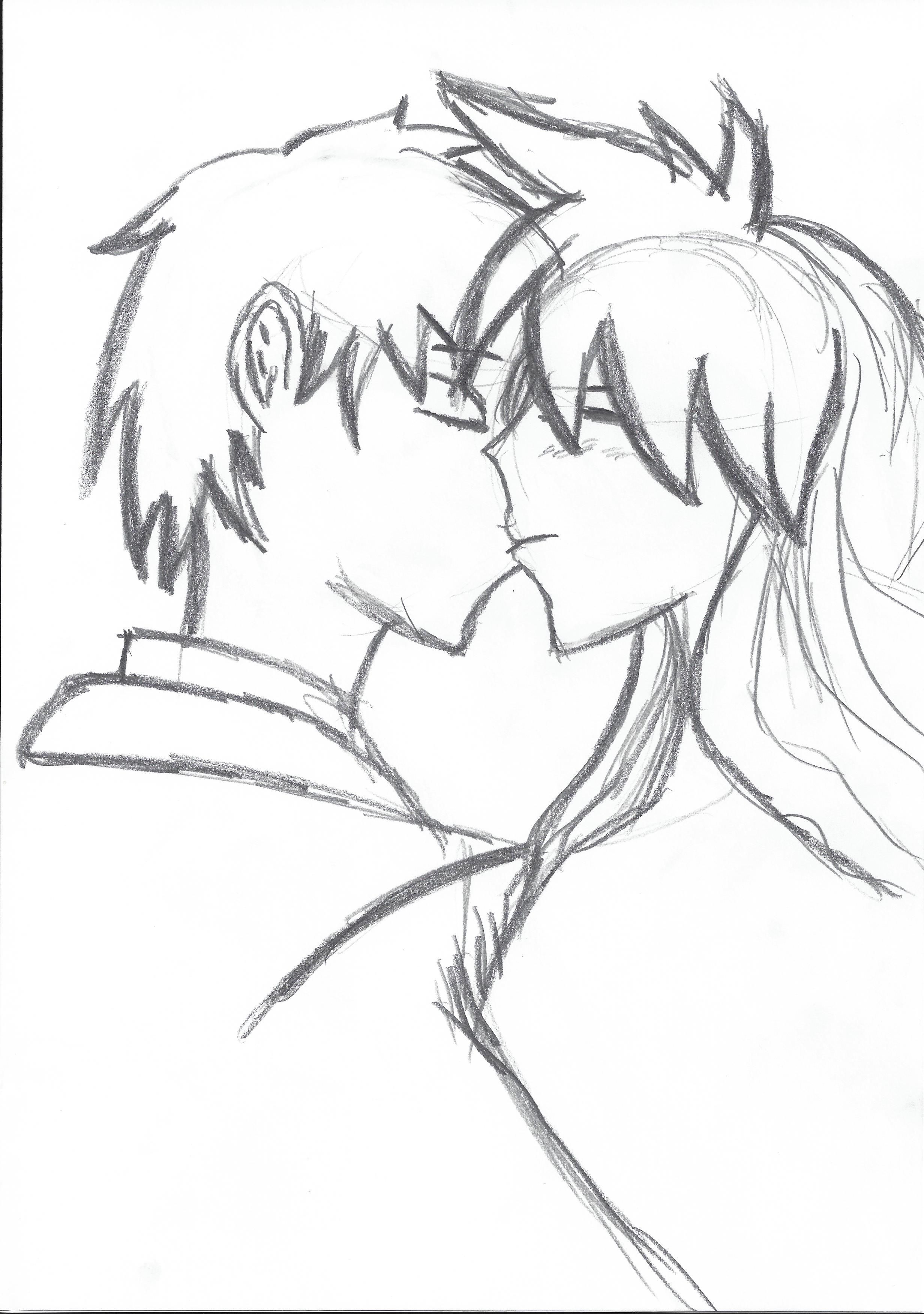 Boy and Girl Anime Kissing Sketch by Mogwai96 on DeviantArt