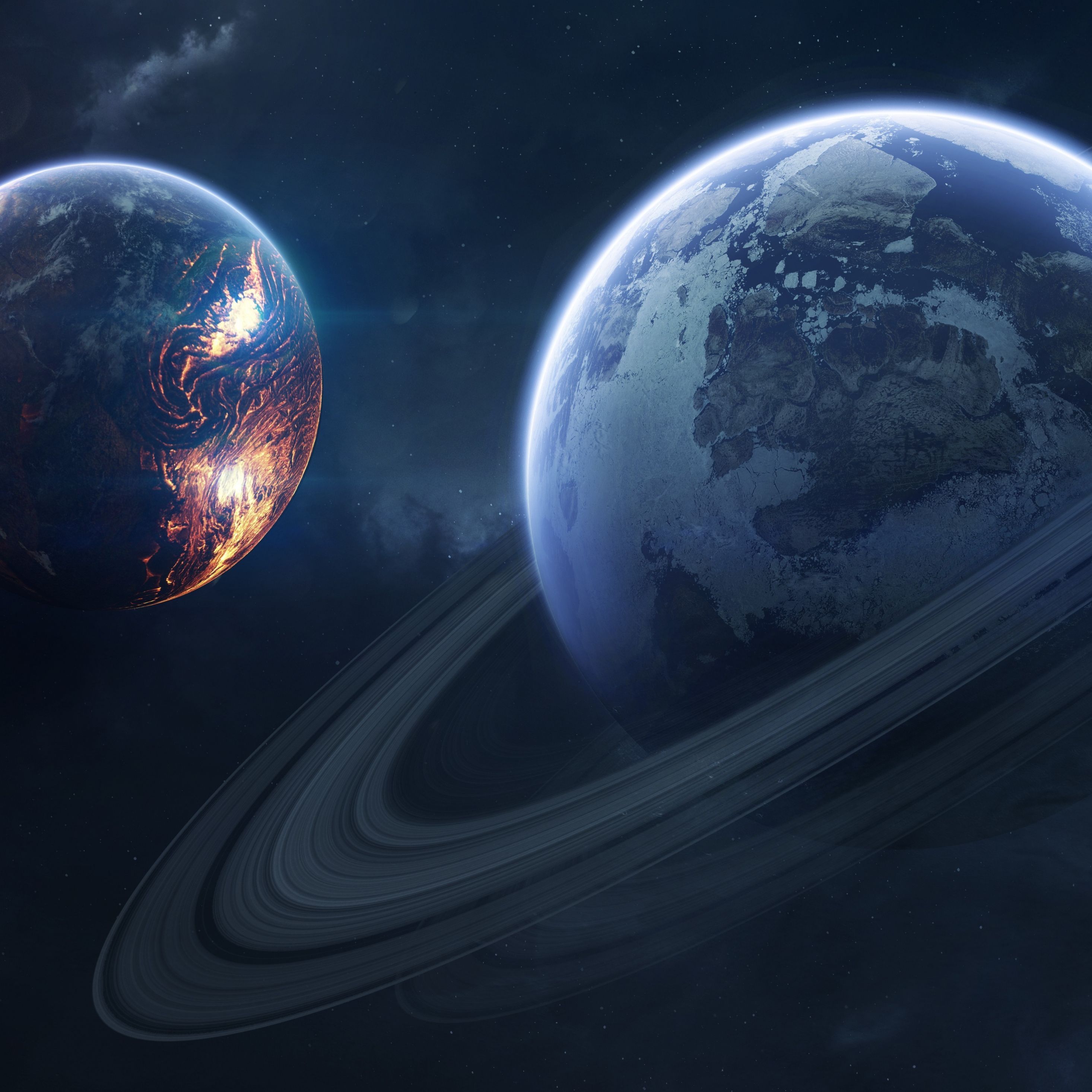 Download 2932x2932 wallpapers saturn, space, planet of rings, ipad