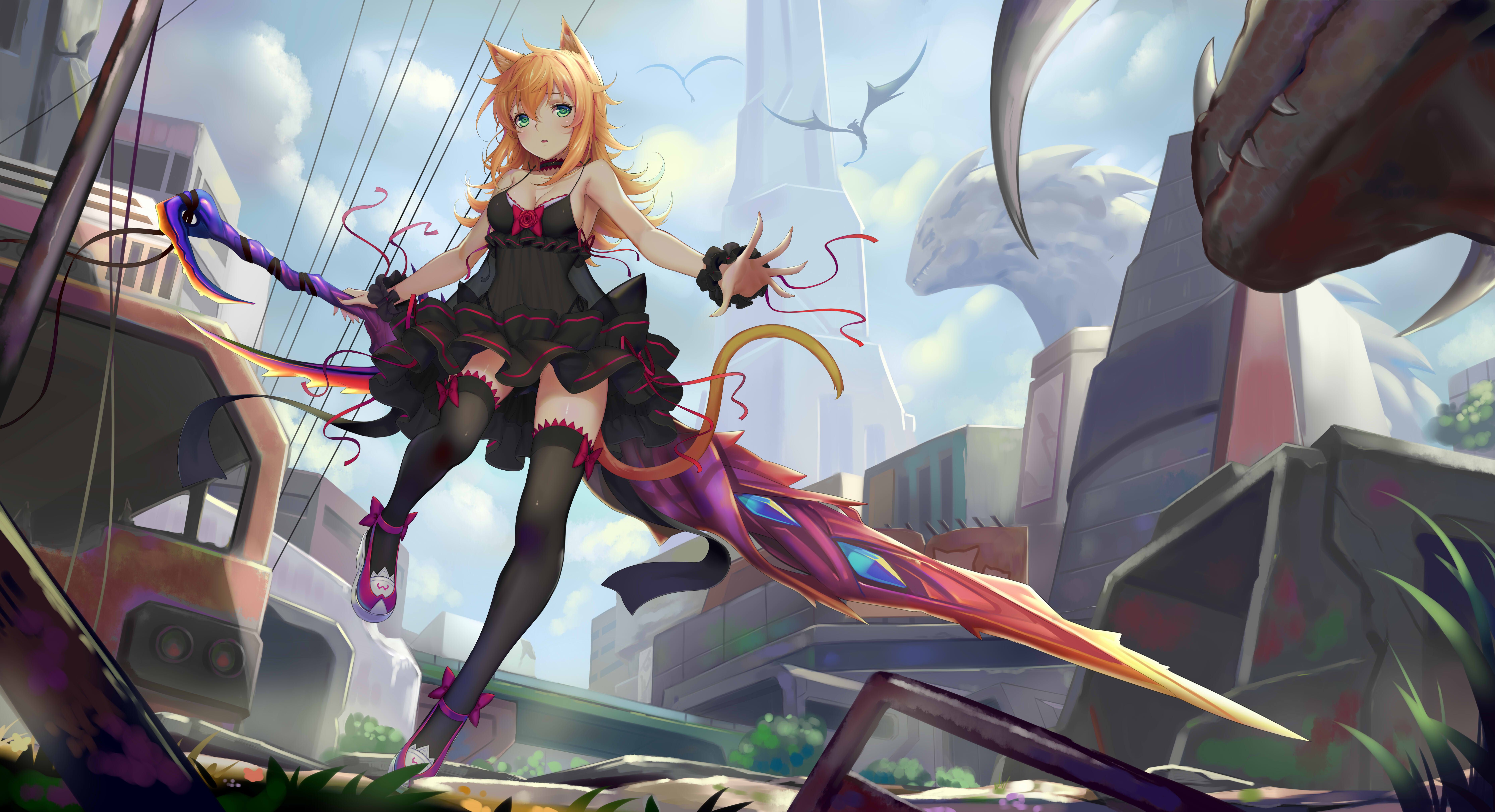 Anime Cat Girl With Sword
