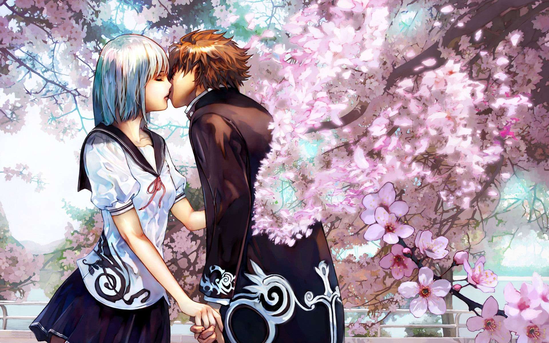 Free download Cute Anime Couple Kiss HD Wallpaper One HD Wallpaper
