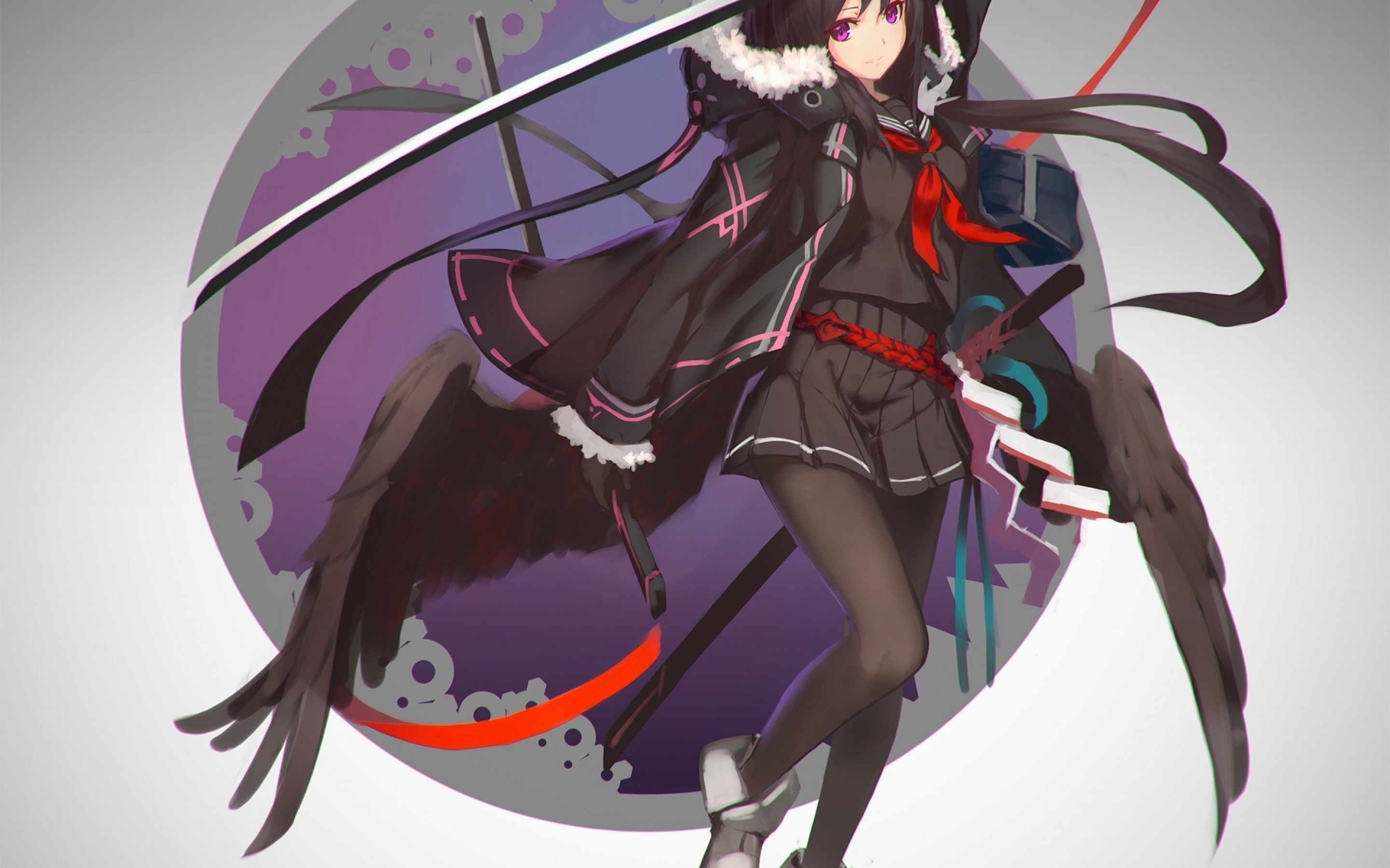 Download 2880x1800 Anime Girl, Katana, School Uniform, Coat