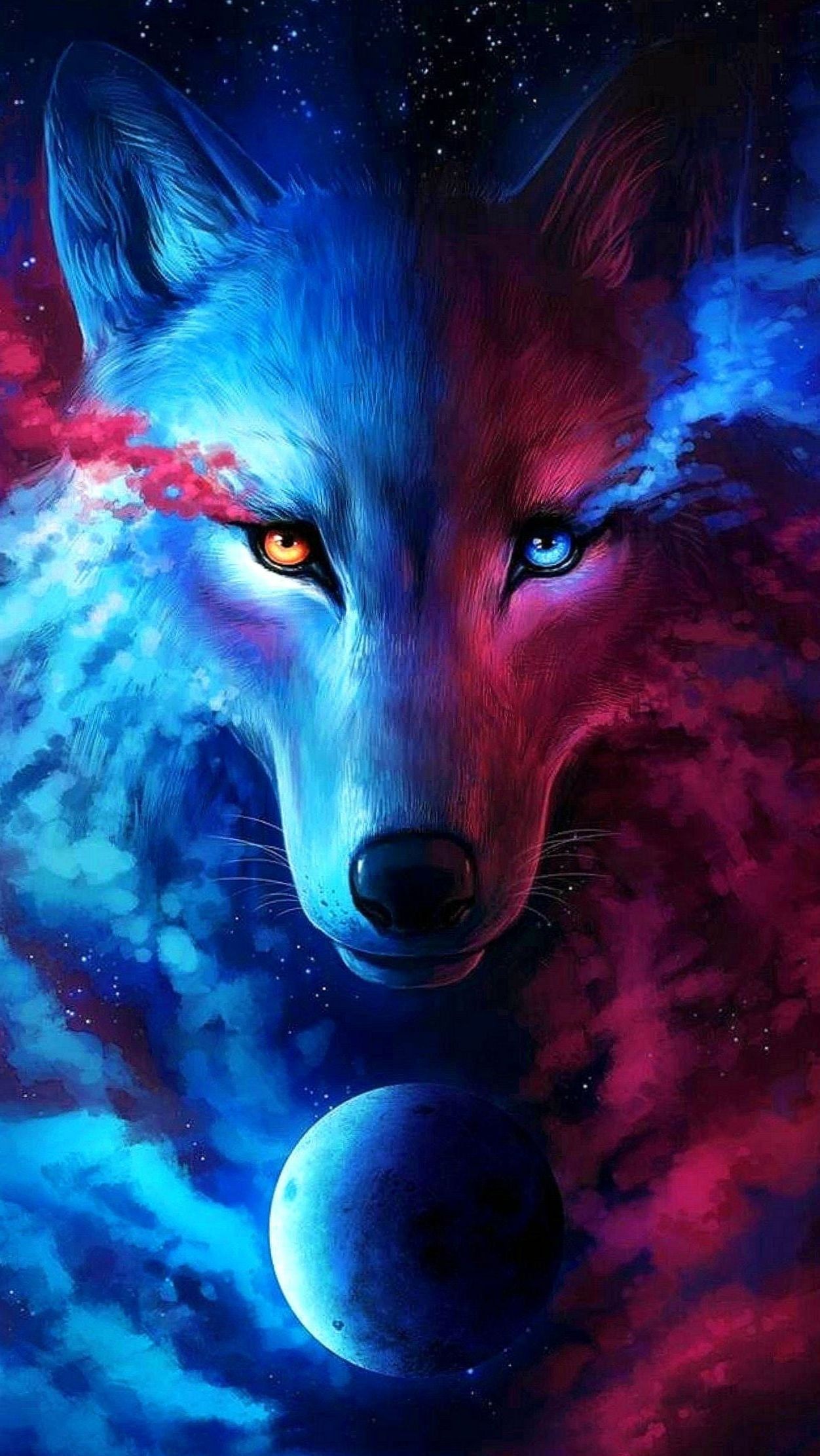 Red and Blue Wolf Wallpaper Free Red and Blue Wolf Background