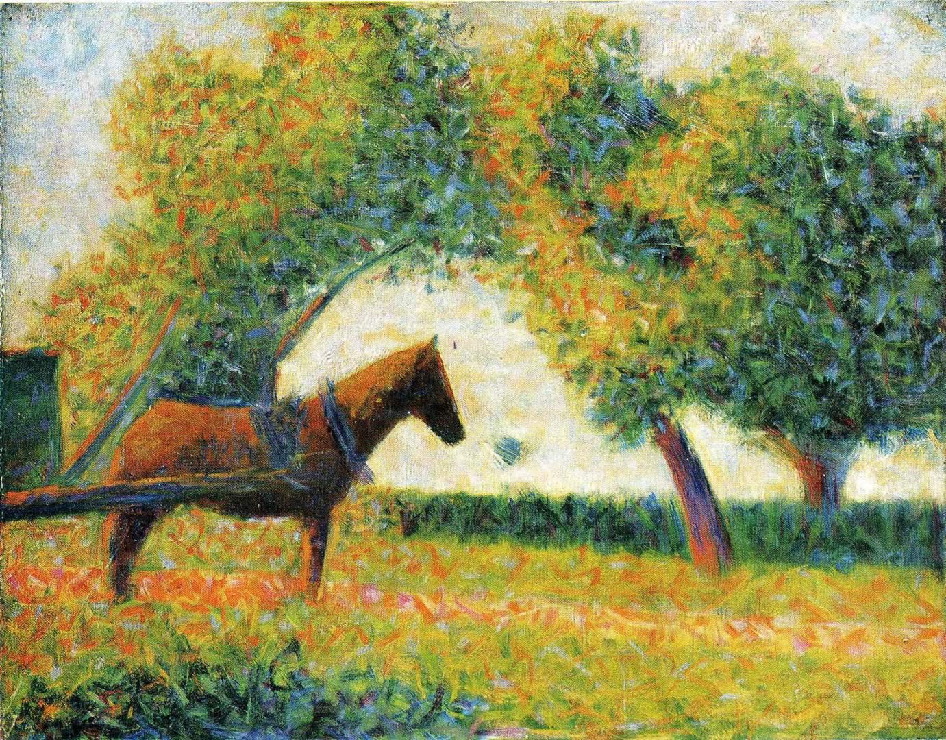 Horse And Cart Seurat Wallpaper Image