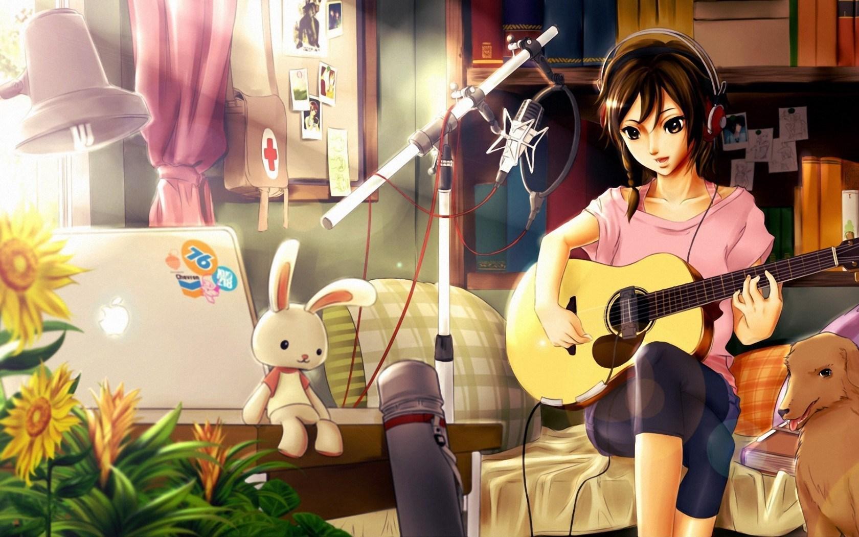 Art Girl Guitar HD desktop wallpaper, Widescreen, High
