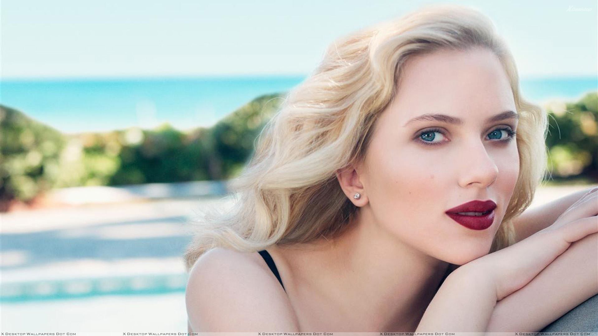 Scarlett Johansson Red Lips At Craig McDean Photohoot Wallpaper