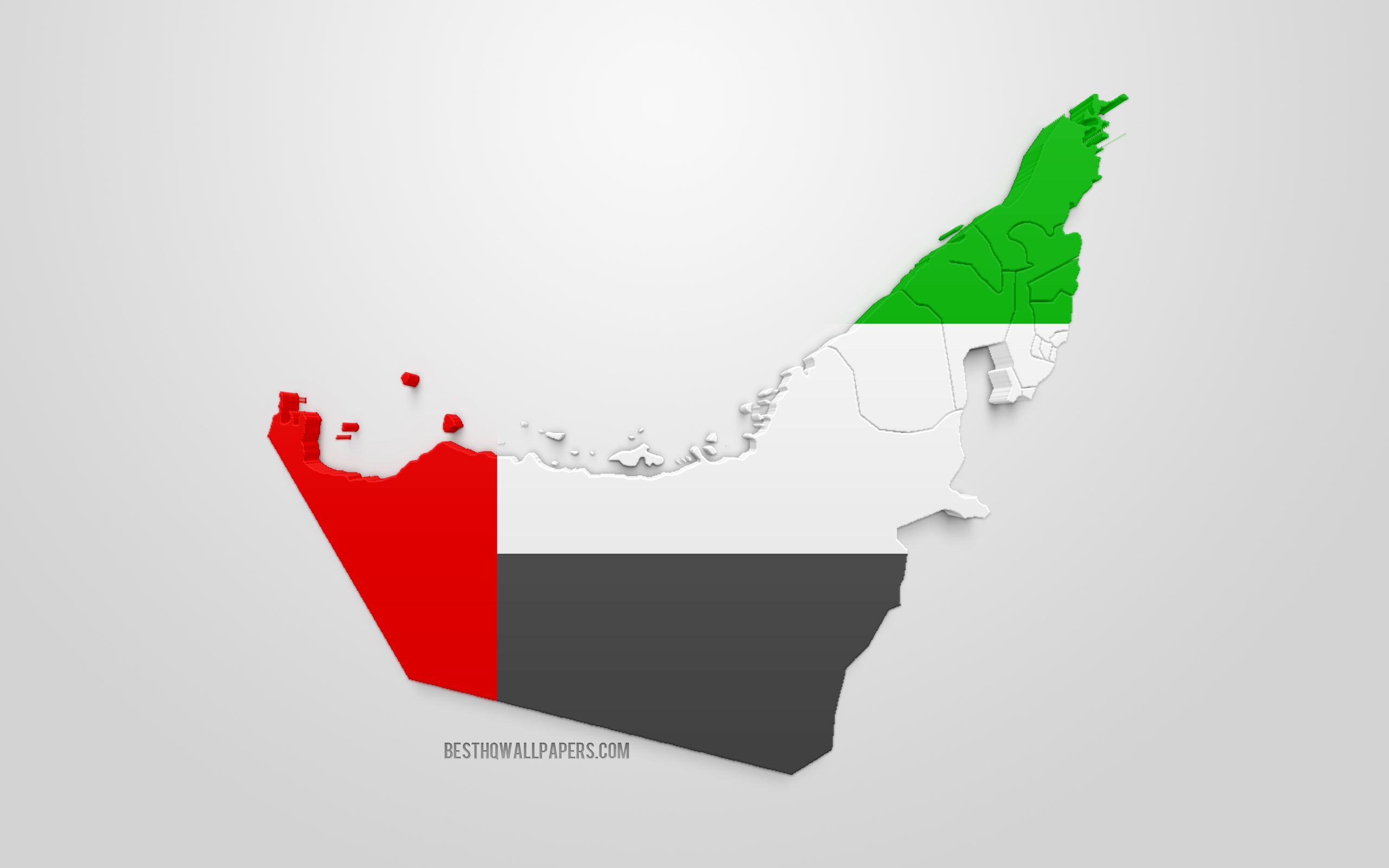 Download wallpaper 3D flag of United Arab Emirates, map
