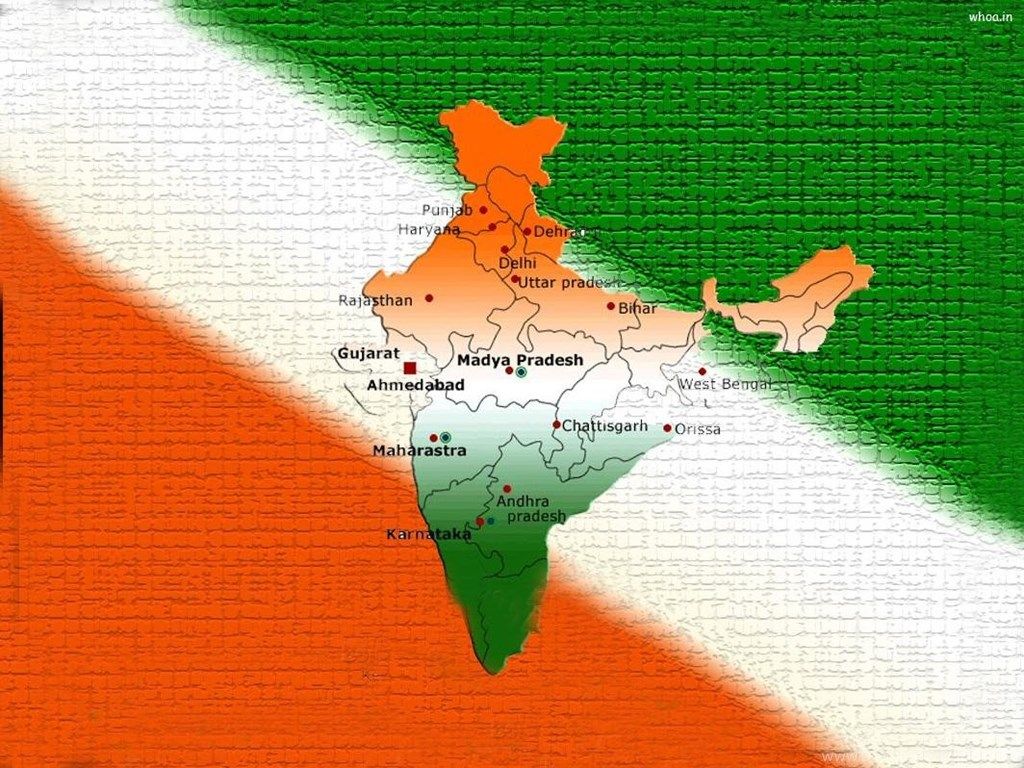Indian Flag In India Map Wallpaper Desktop Background