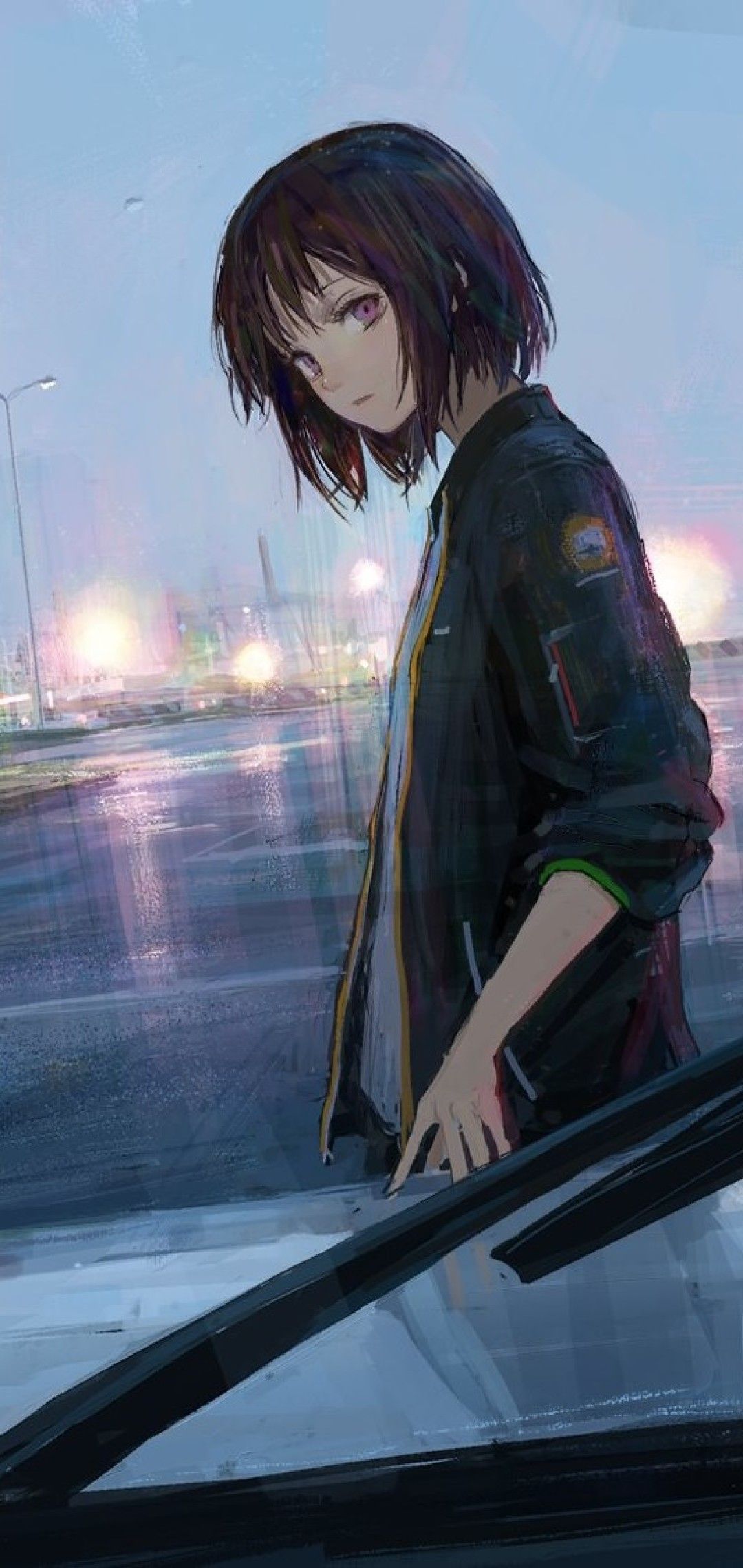 aesthetic anime girl with short black hair