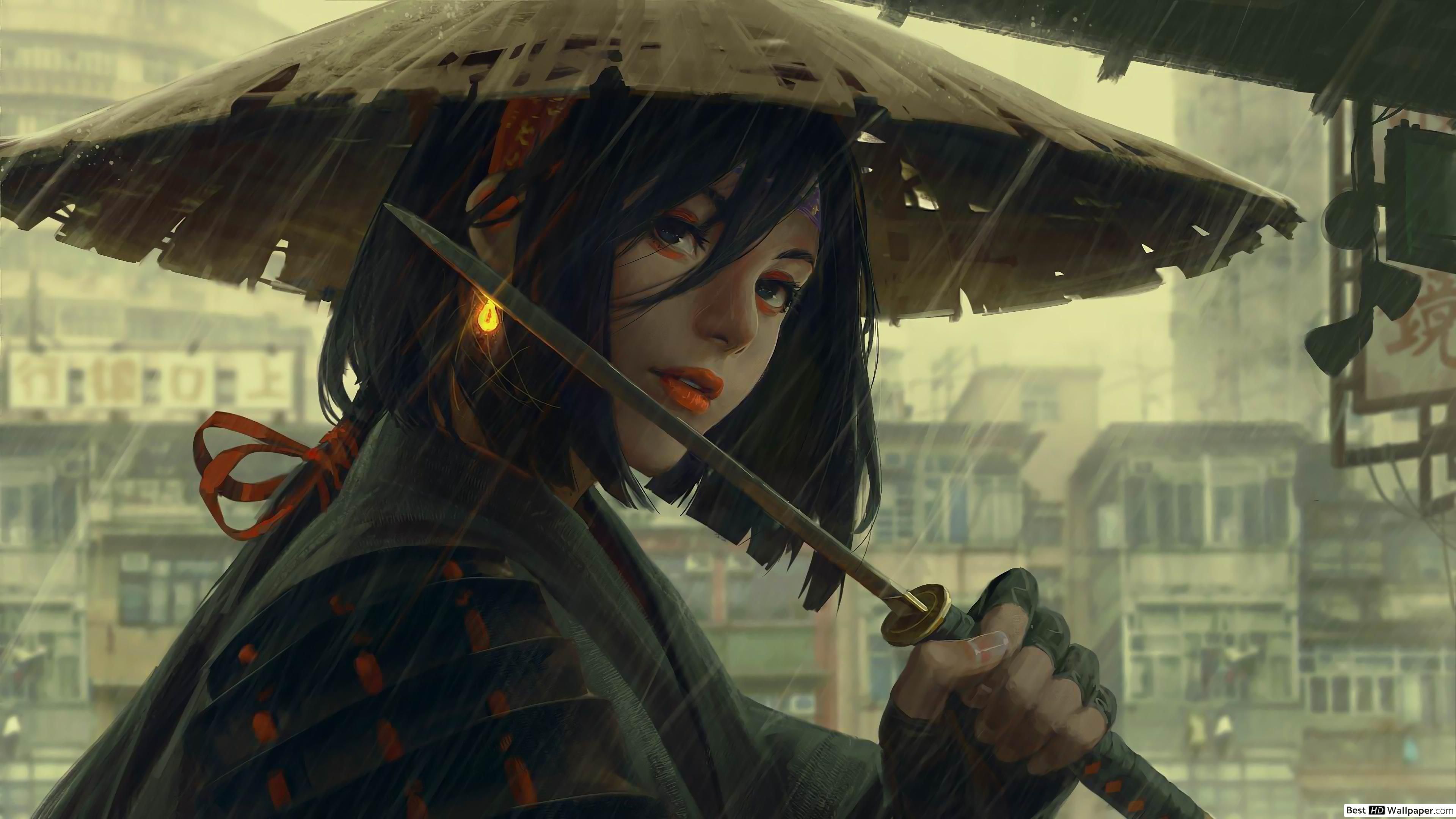 Samurai Girl Warrior HD wallpaper download