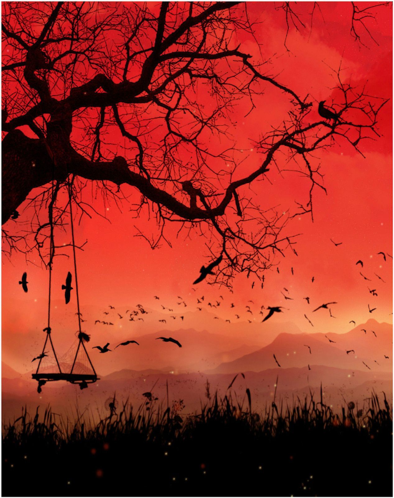 Tree Swing. Esrarengiz, Çizim, Salıncak