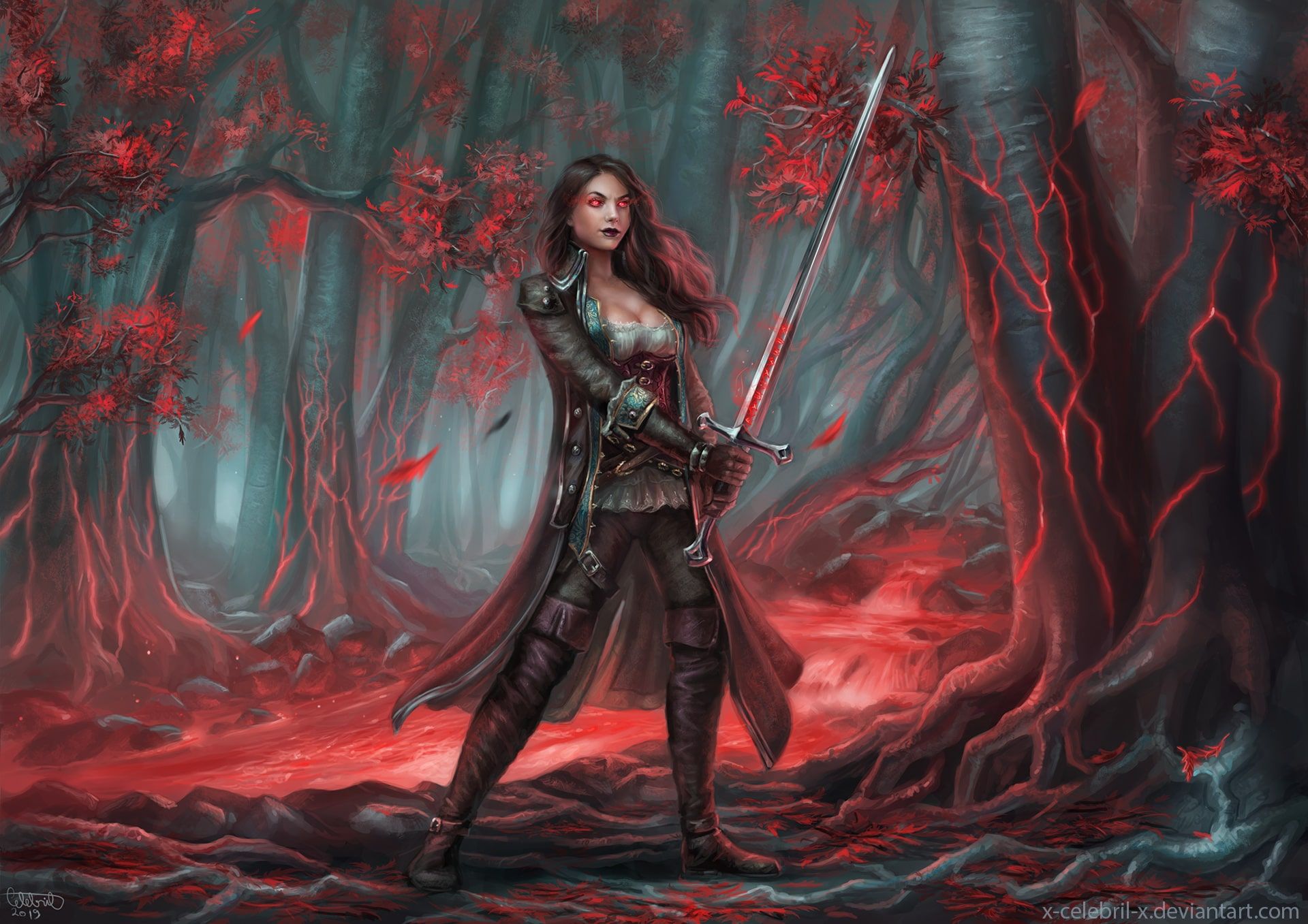 Fantasy Women Warrior Woman Warrior Katana HD Wallpaper Background