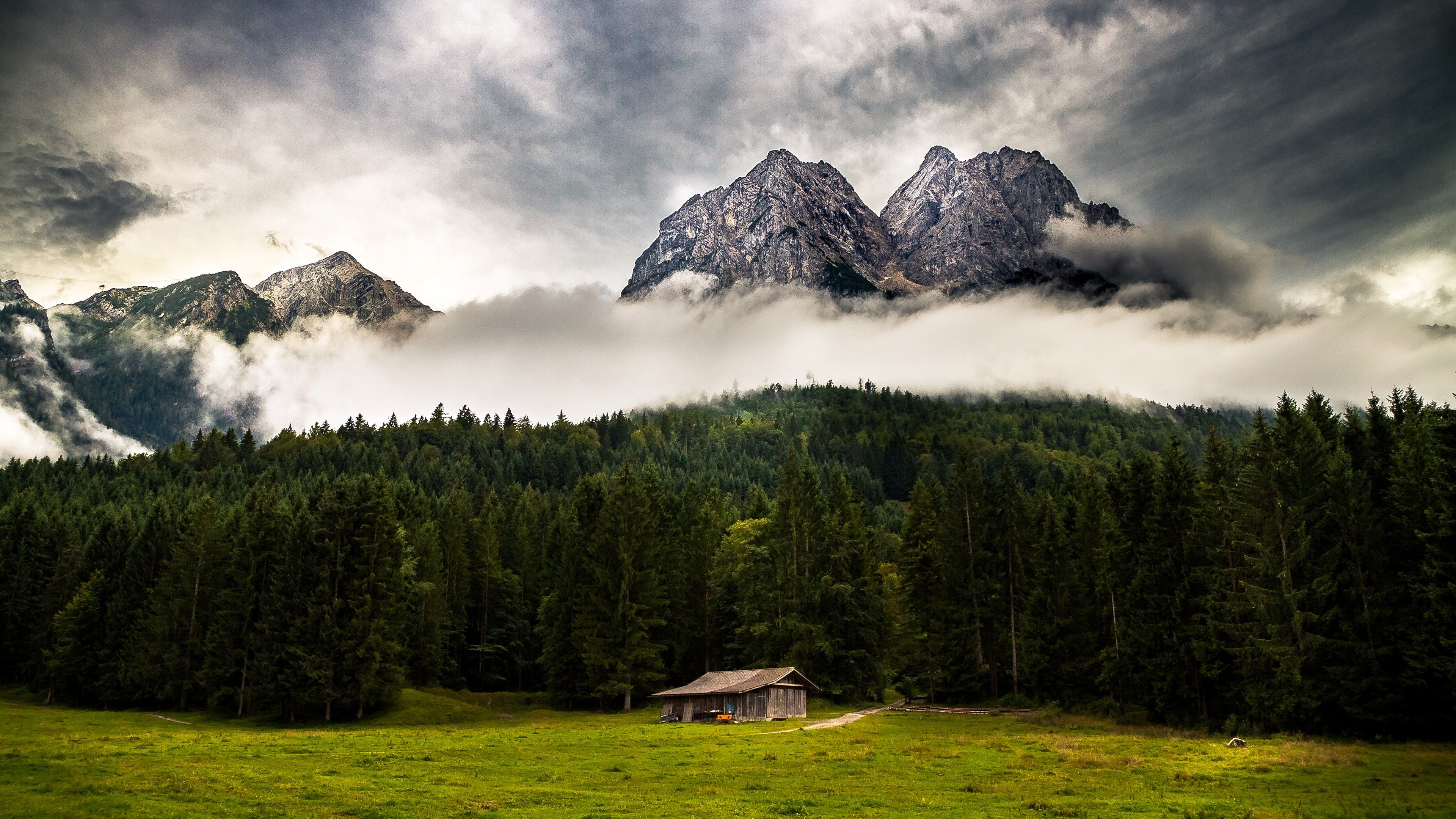 #landscape, #mountains, #forest, #cabin wallpaper