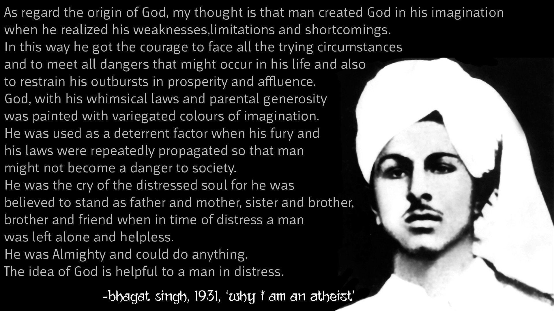 God defined by India's great freedom fighter Bhagat singh