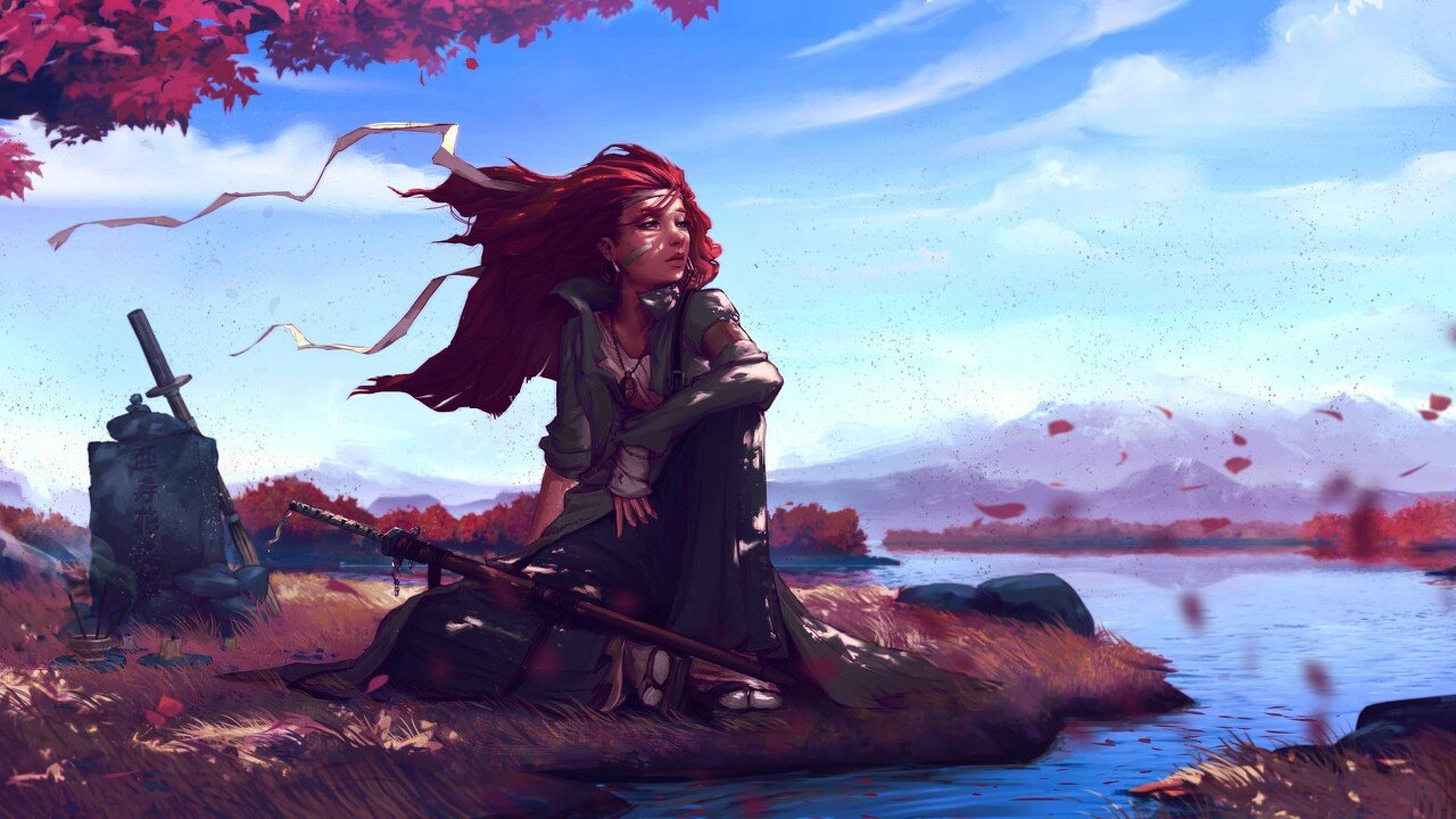 Redhead Anime Girl 5K HD Wallpaper (5120x2880)