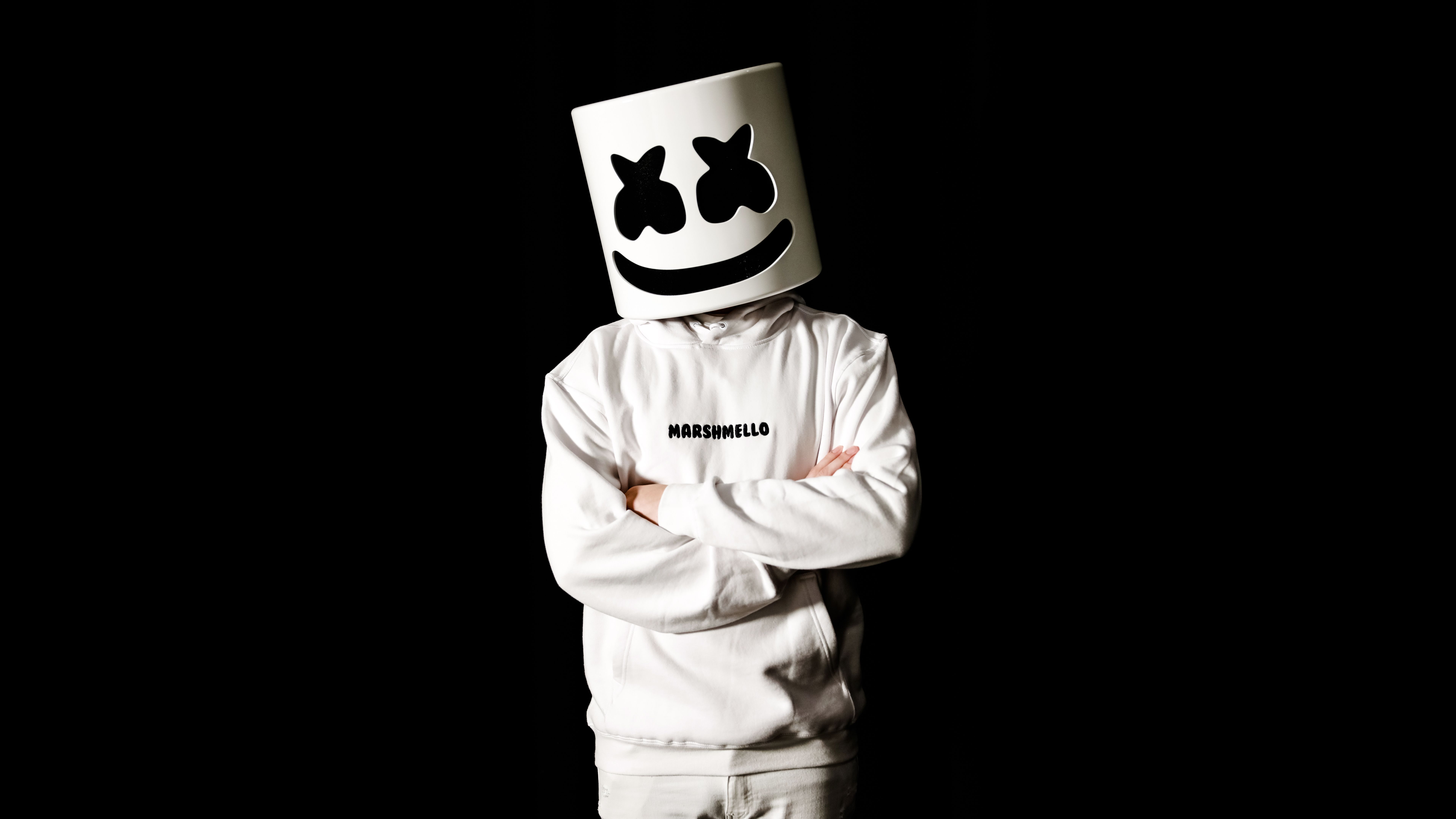Wallpaper Marshmello, Black Background, 4K, 8K, Black Dark