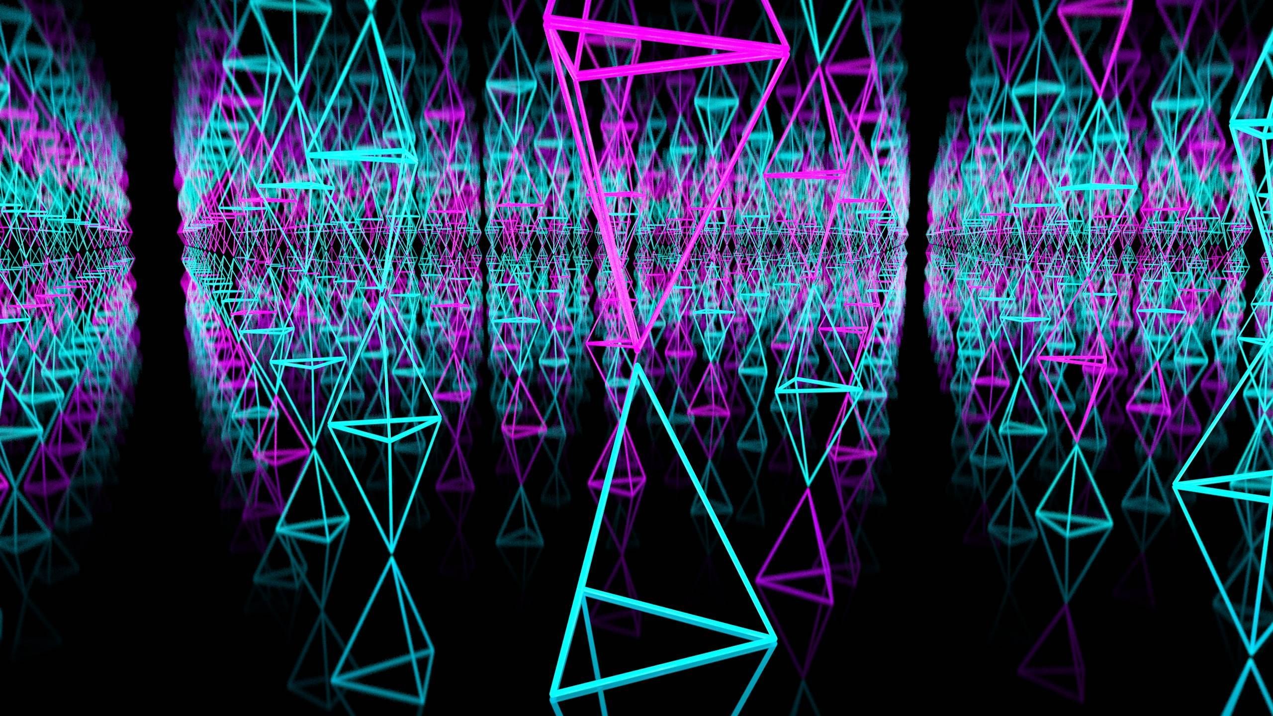 Neon Triangles (2560x1440). Neon, Wallpaper, Triangle