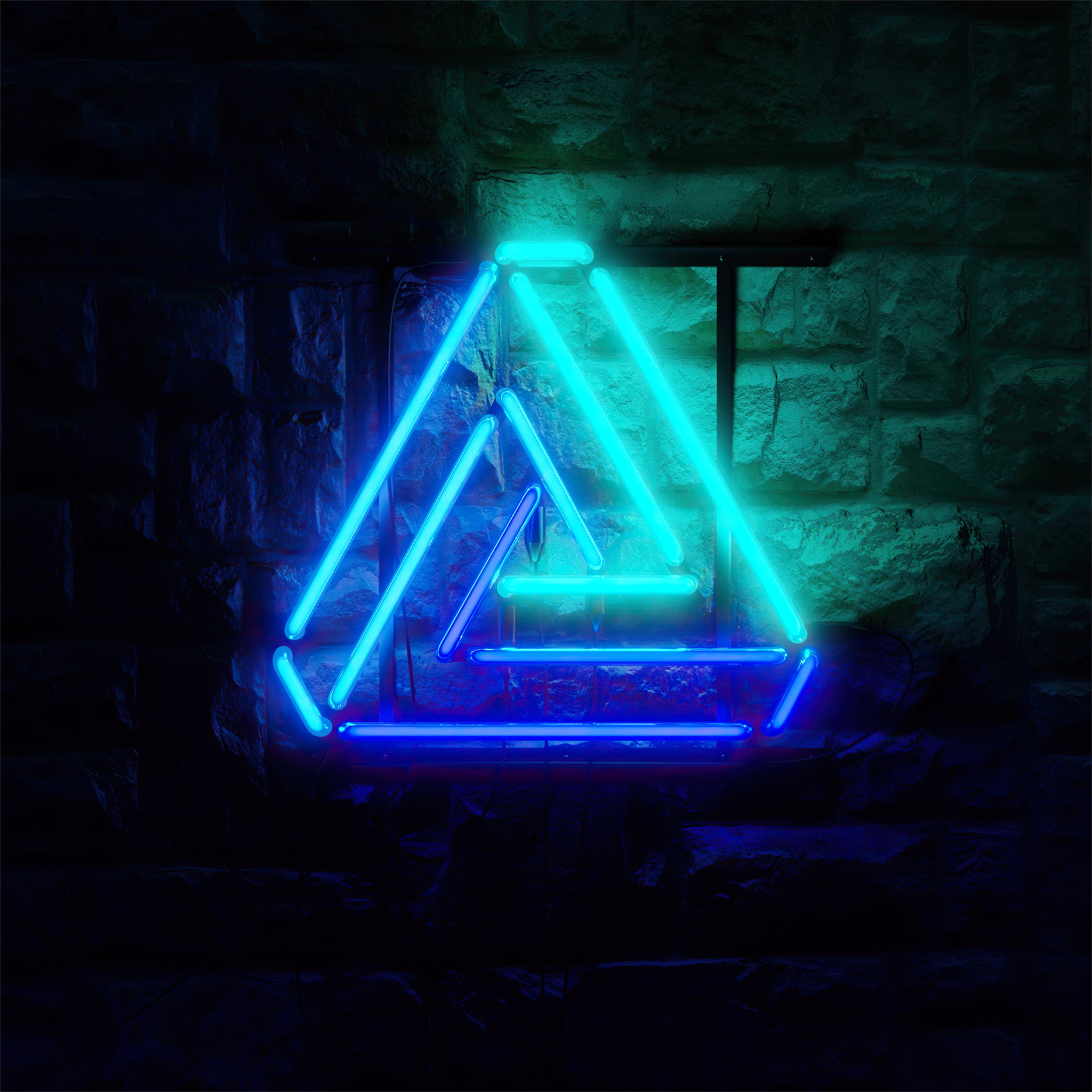 triangle neon glowing 4k iPad Wallpaper Free Download