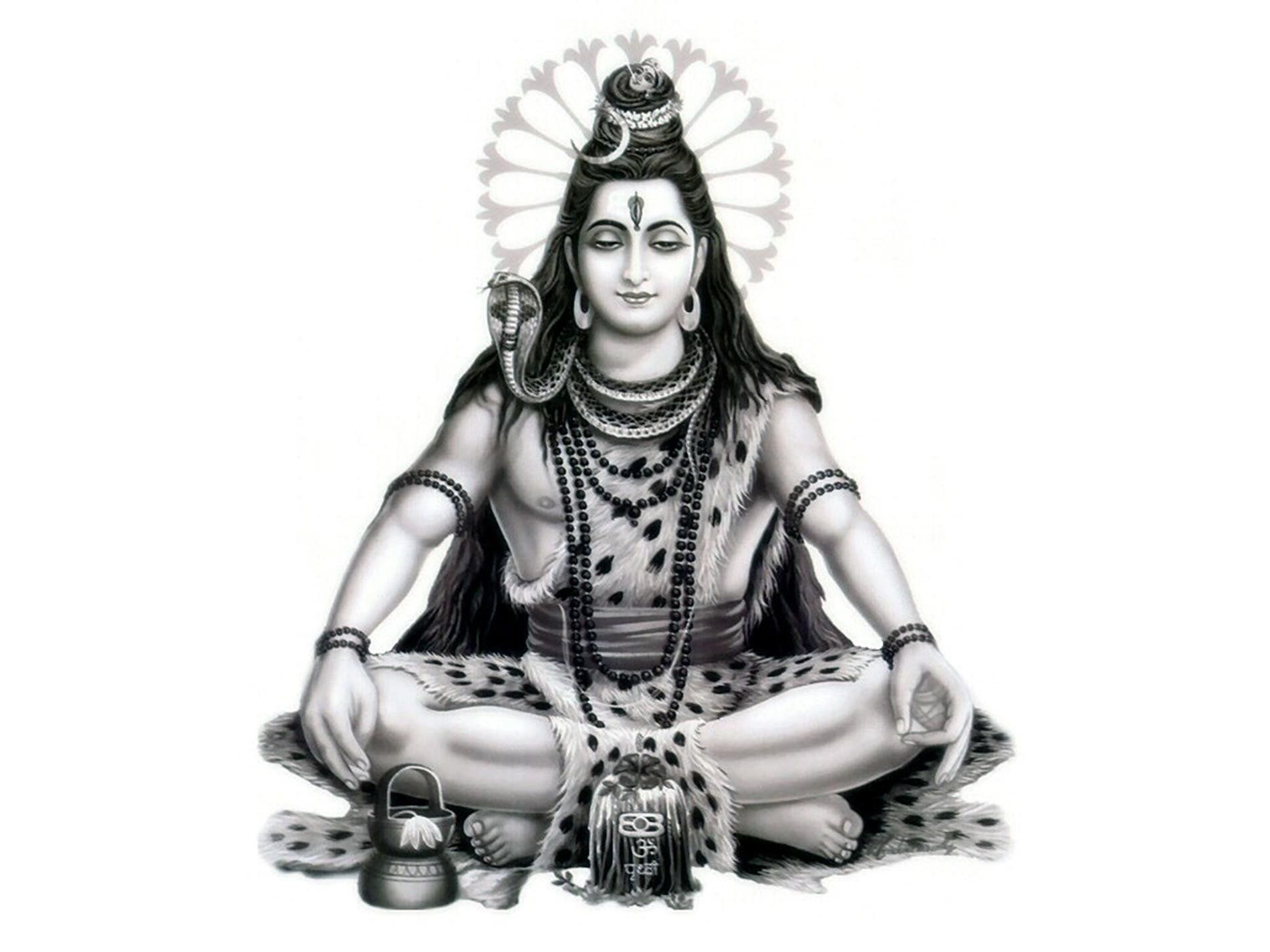 High Resolution Lord Shiva Black And White HD Wallpaper