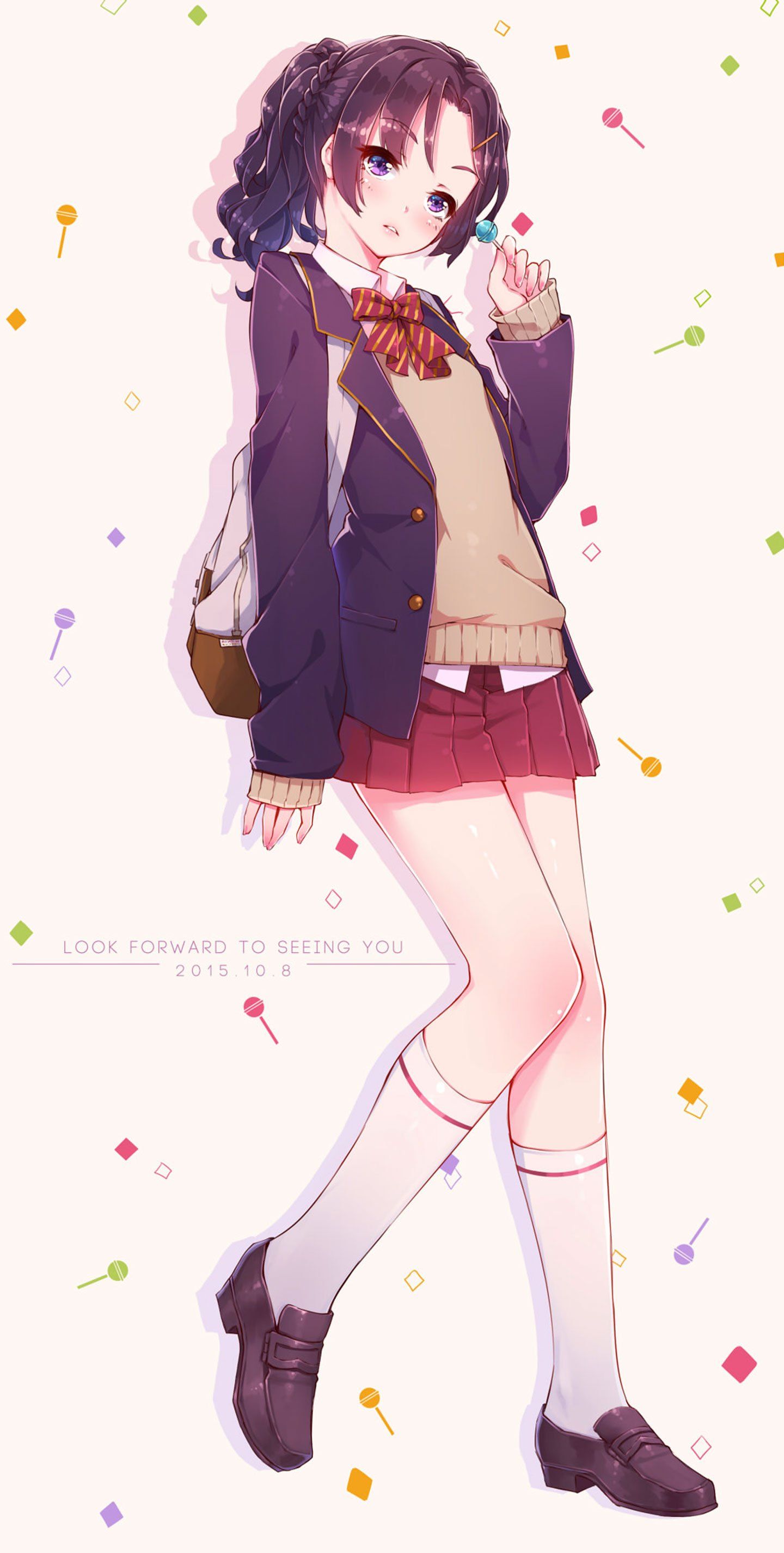 Anime girl cute beautiful long hair school uniform wallpaper