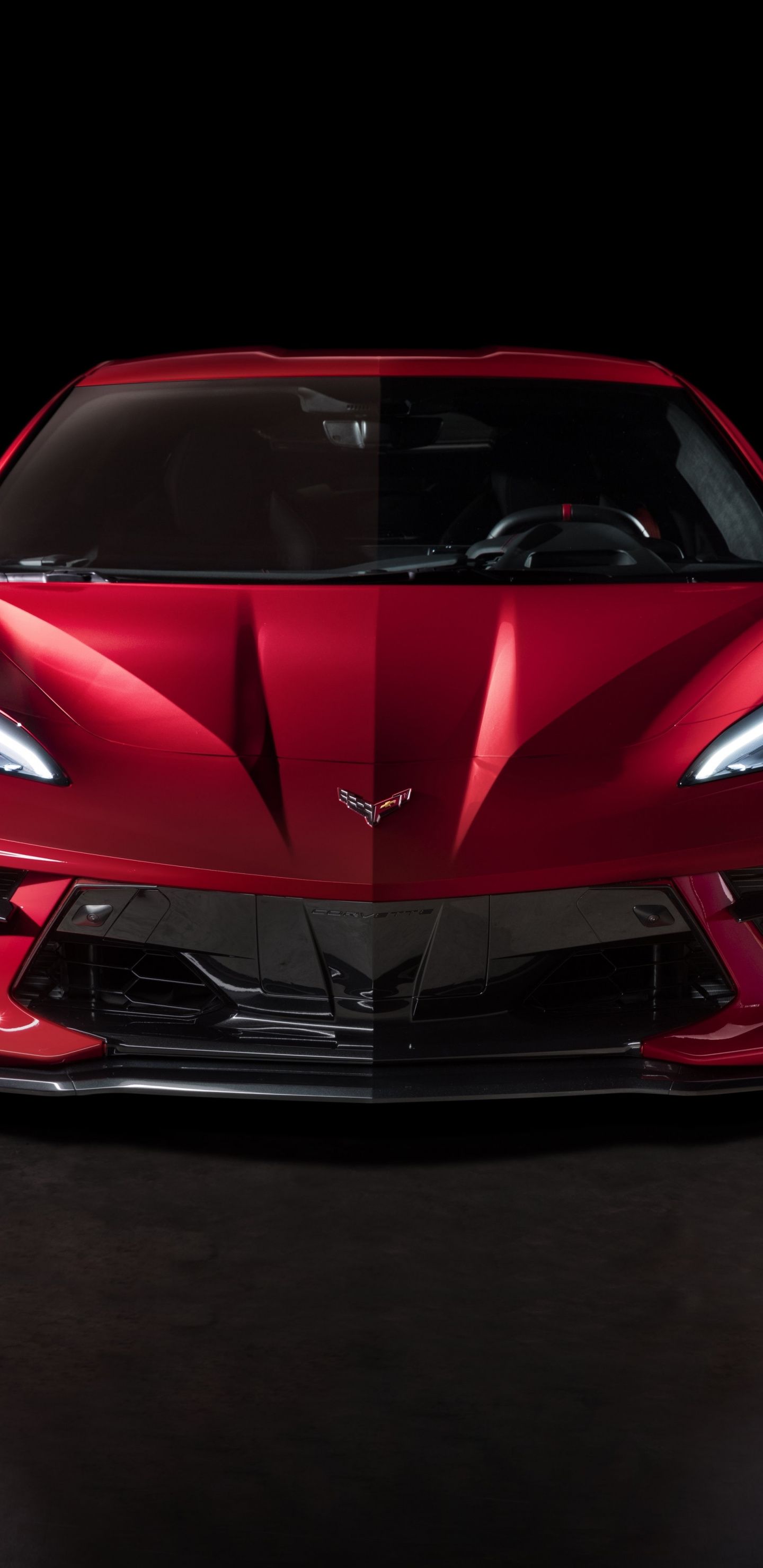 1440x2960 Chevrolet Corvette, red car, front wallpapers