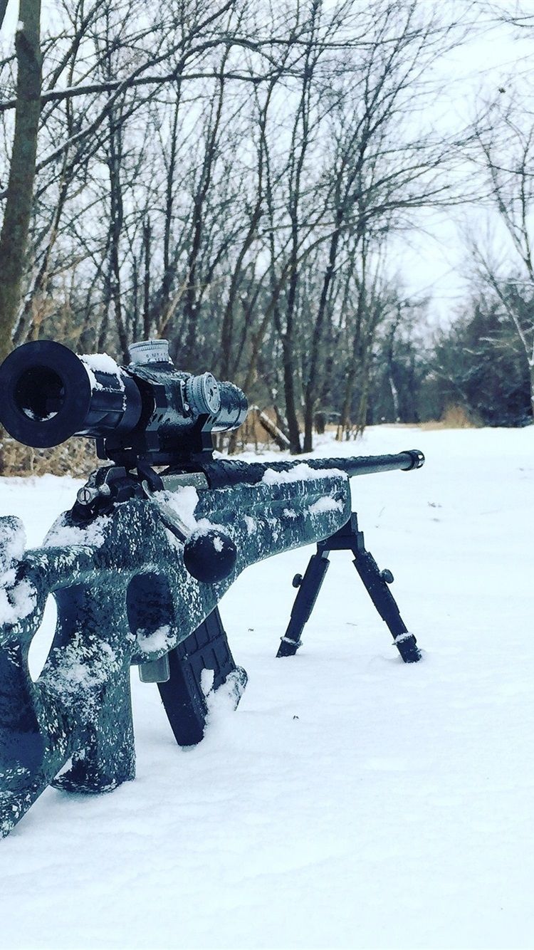Sniper Rifle, Snow, Trees, Winter 750x1334 IPhone 8 7 6 6S Wallpaper, Background, Picture, Image