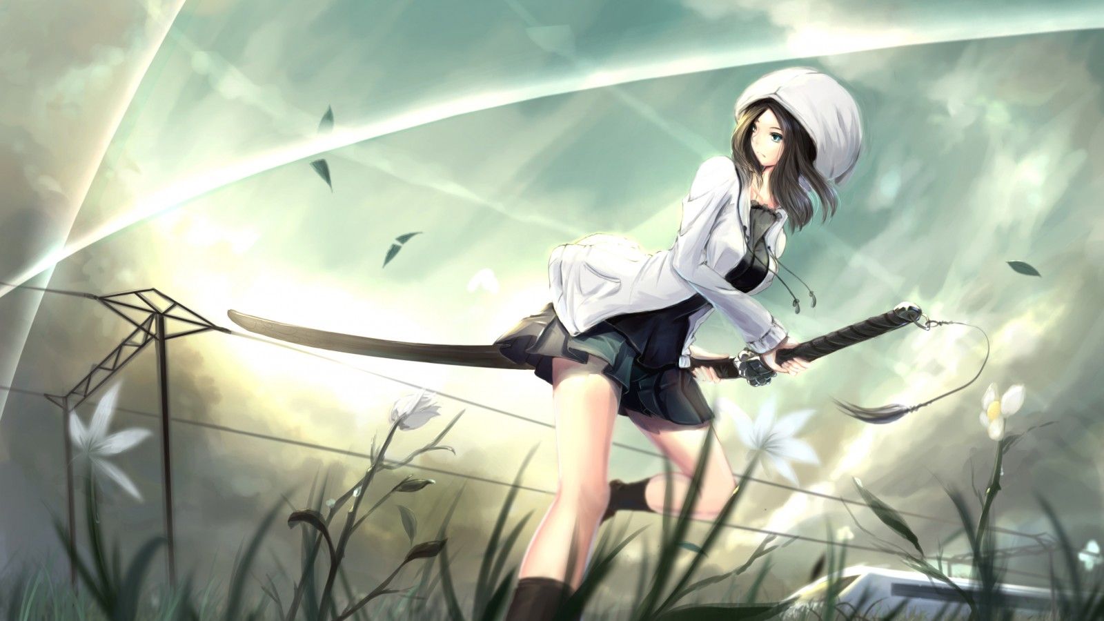 Anime School Girl Katana 4K Wallpaper iPhone HD Phone #870i