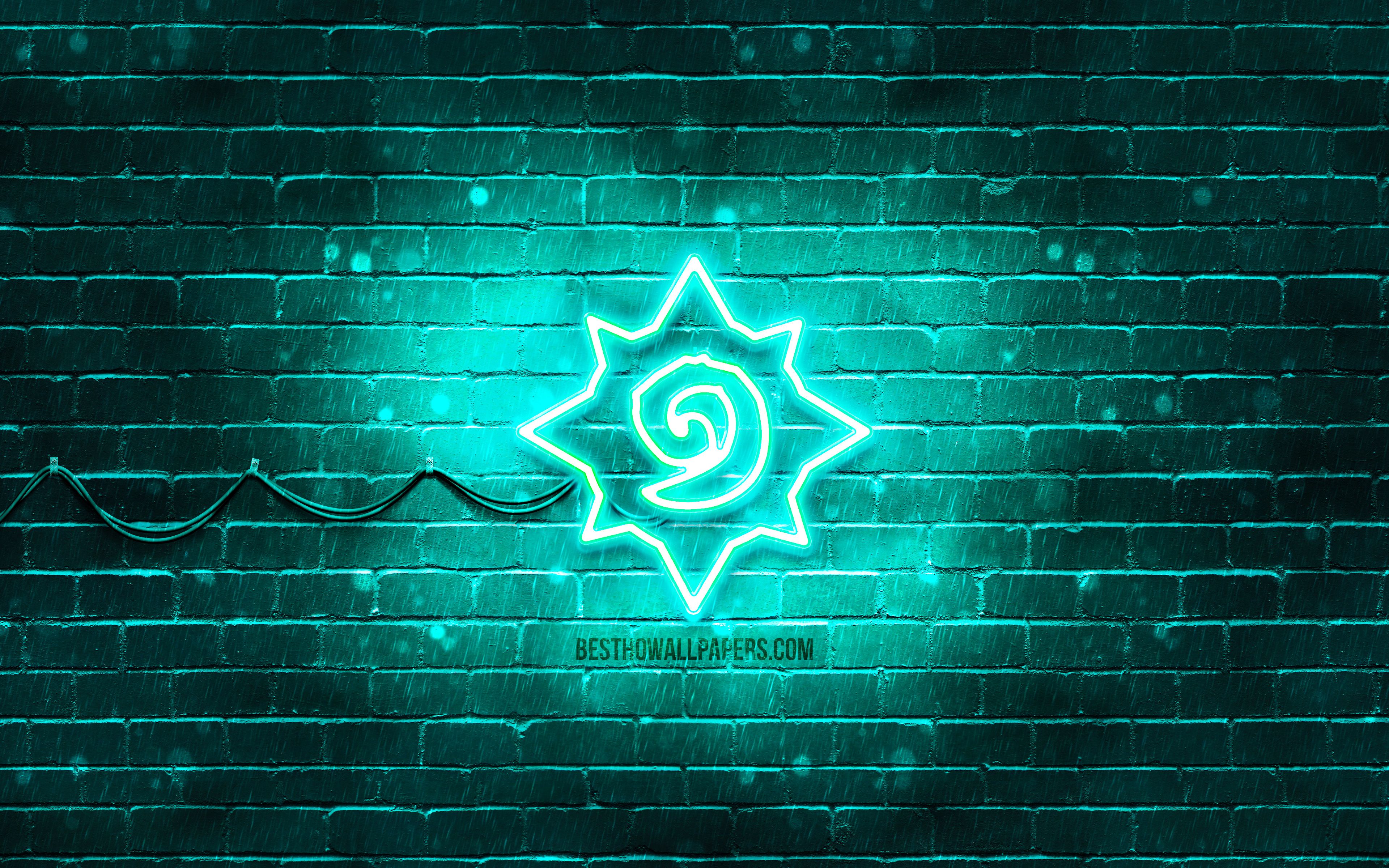 Download wallpaper Hearthstone turquoise logo, 4k, turquoise