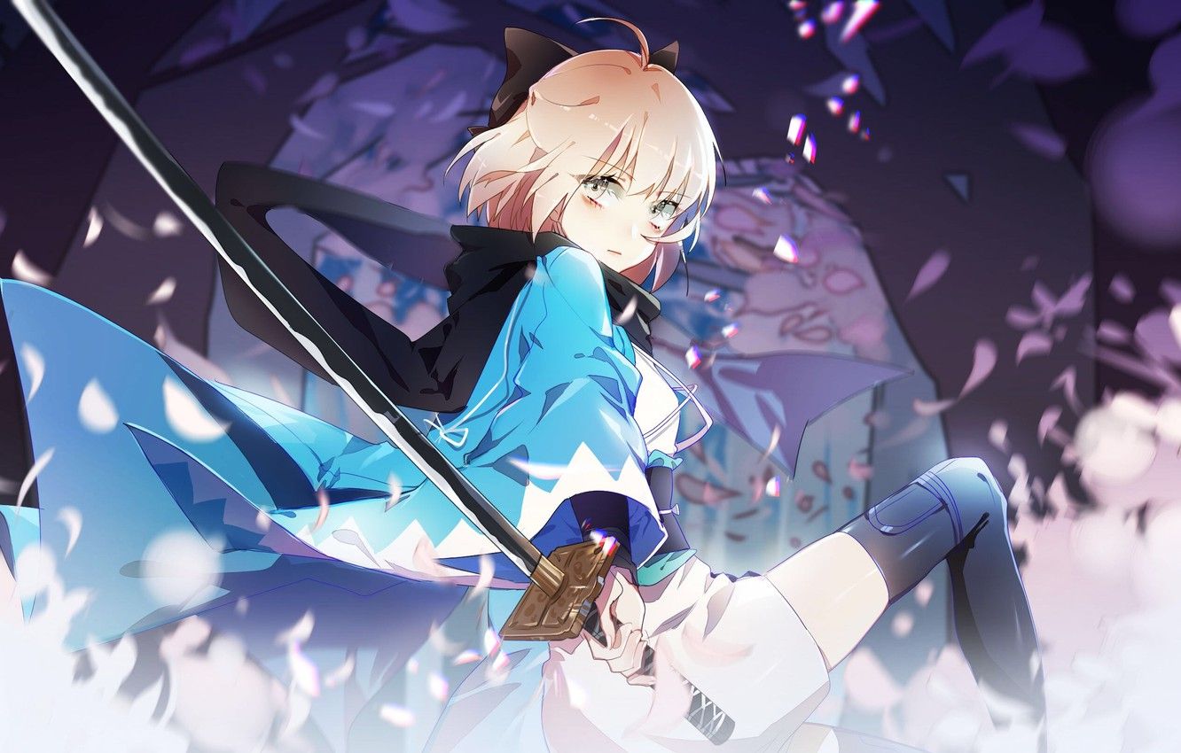 Wallpaper girl, sword, anime, katana, ken, blade, blonde, warrior