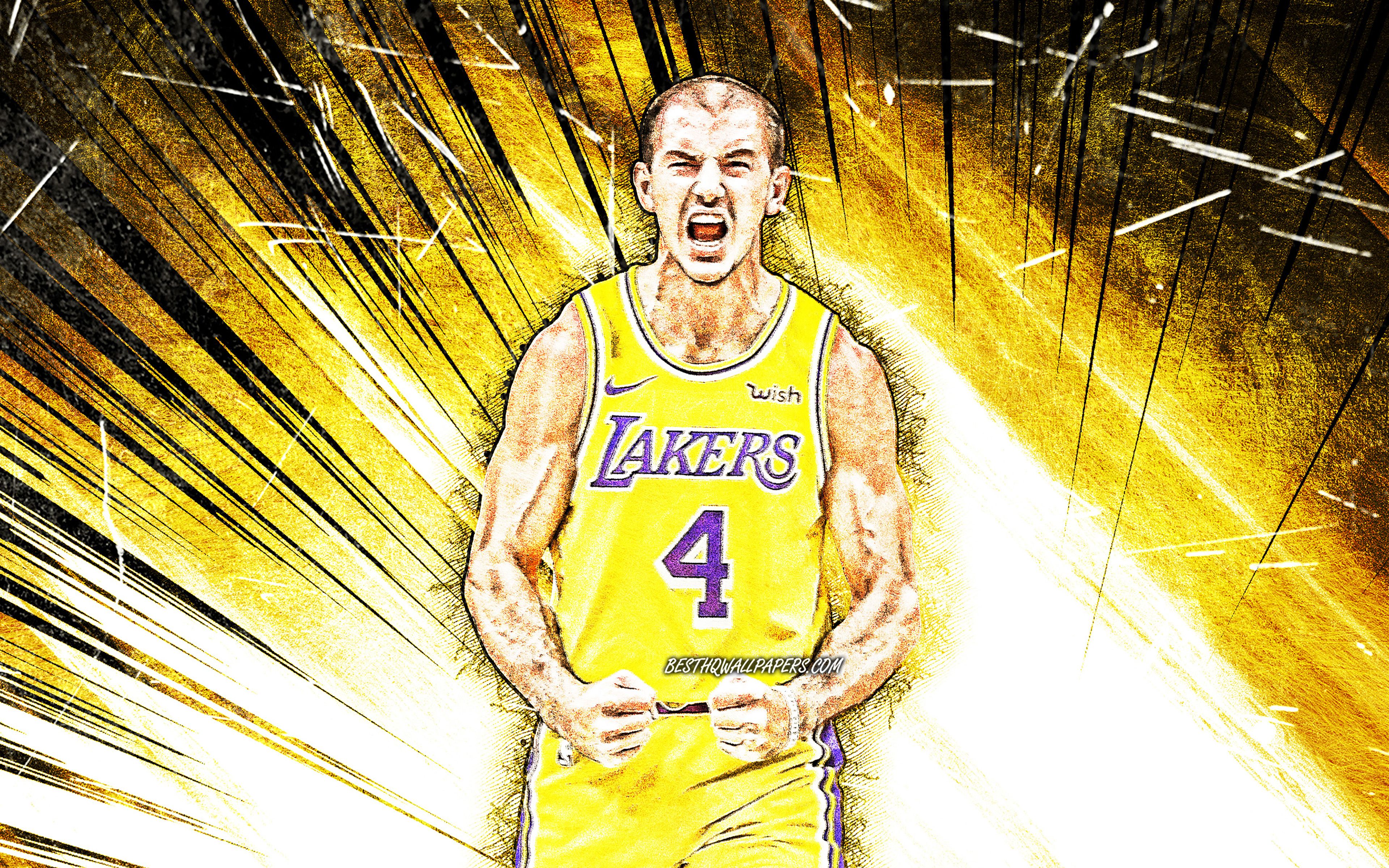 Download wallpaper 4k, Alex Caruso, grunge art, NBA, Los Angeles