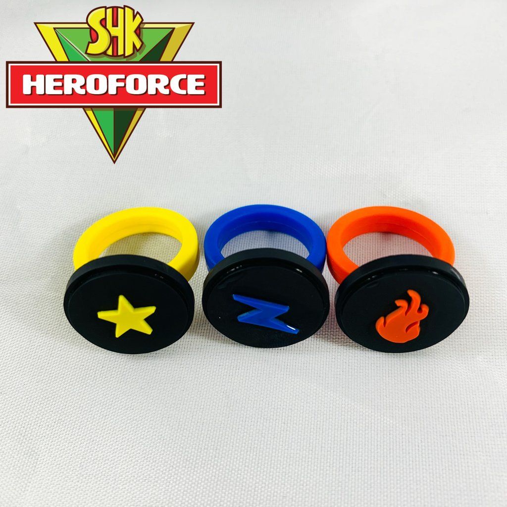 Set of 3 HeroForce Power Rings: Fire, Electricity, and Light