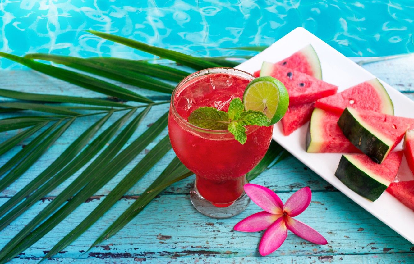 Wallpaper watermelon, juice, cocktail, summer, fresh, drink, watermelon, tropical, slice image for desktop, section еда
