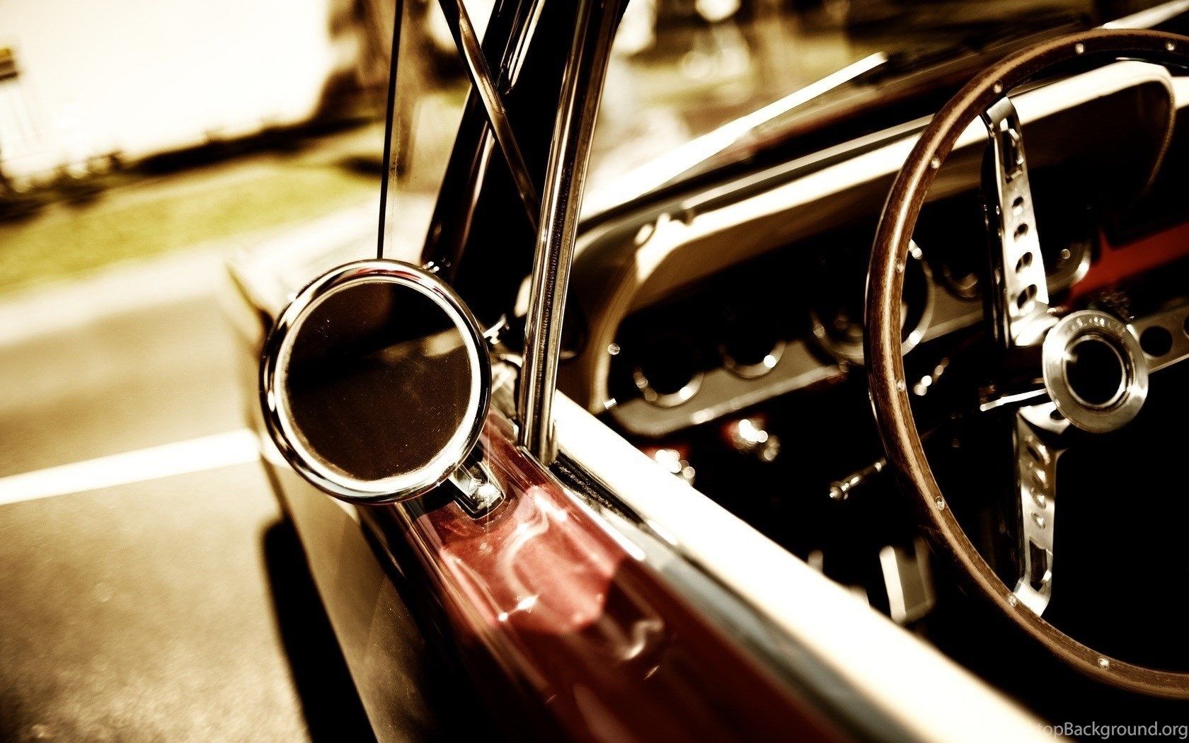 Vintage Car, Steering Wheel, Inside HD Wallpaper Desktop Background