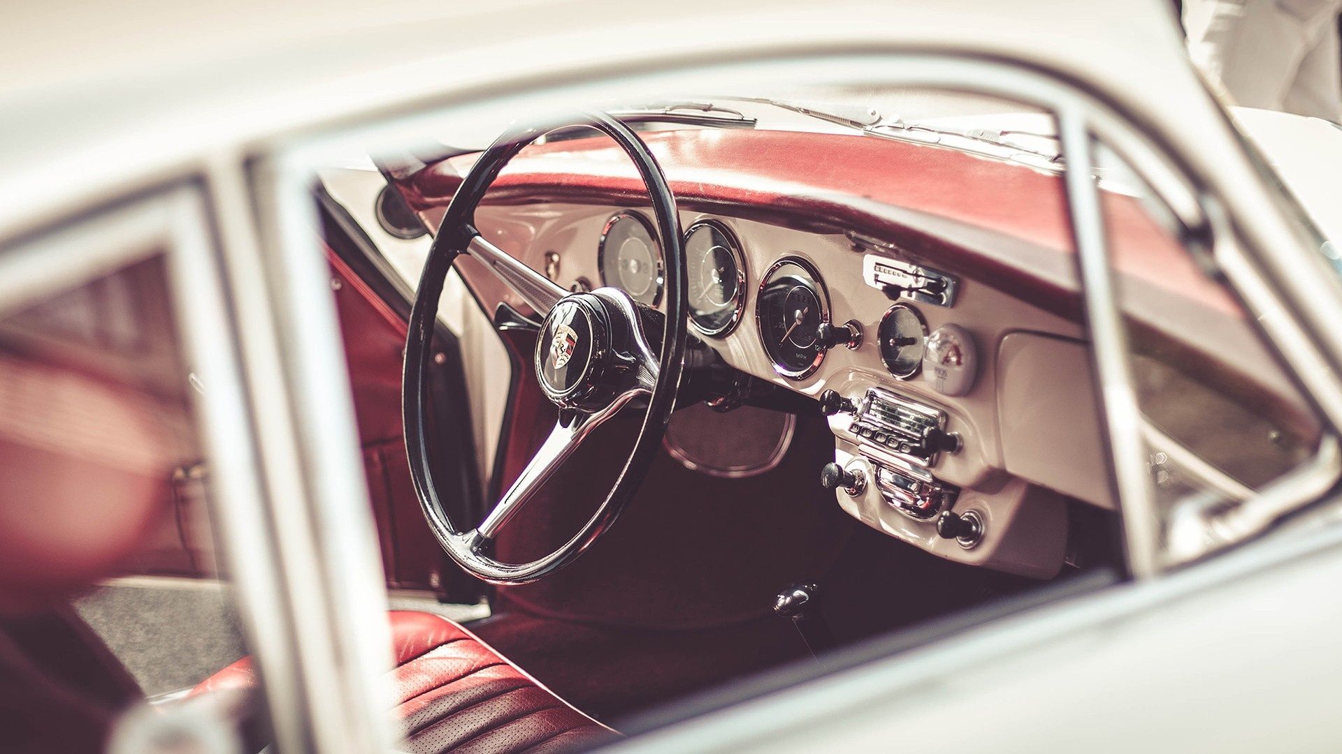 Wallpaper porsche, interior, steering wheel, old desktop wallpaper