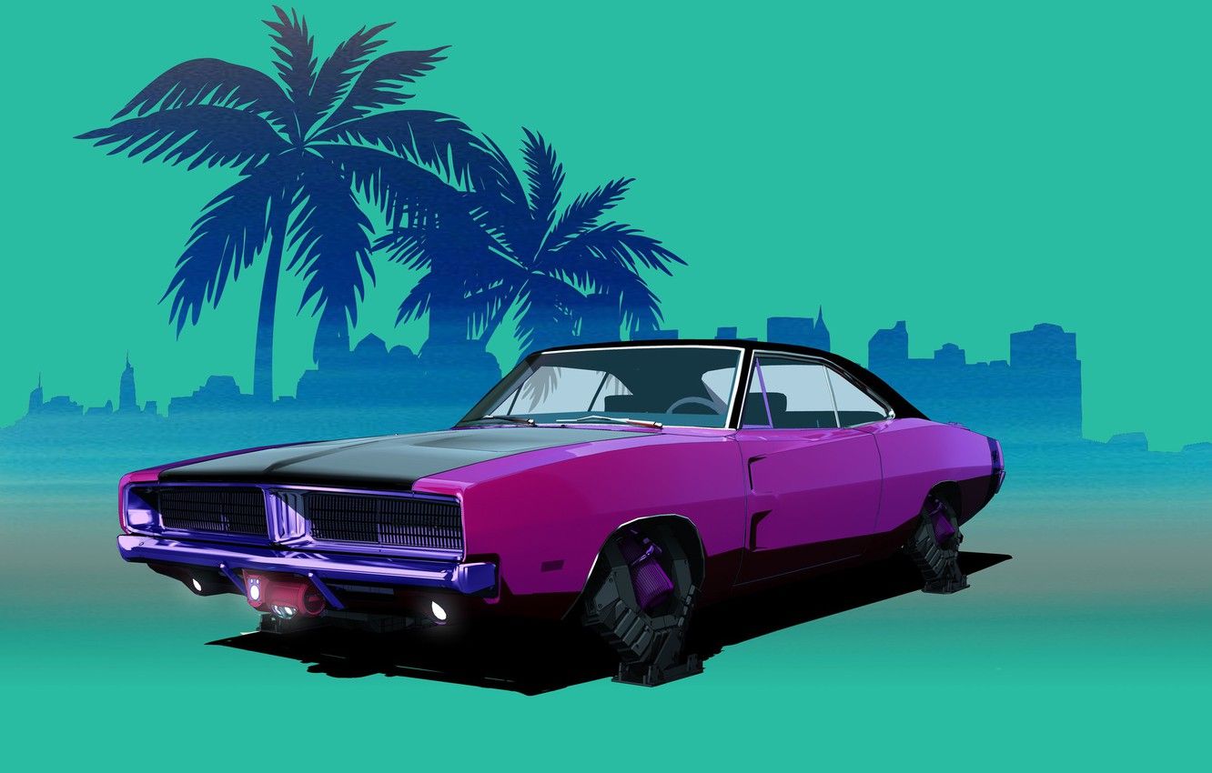 Wallpaper Dodge, Charger, Neon, Dodge Charger, Synth, VTOL