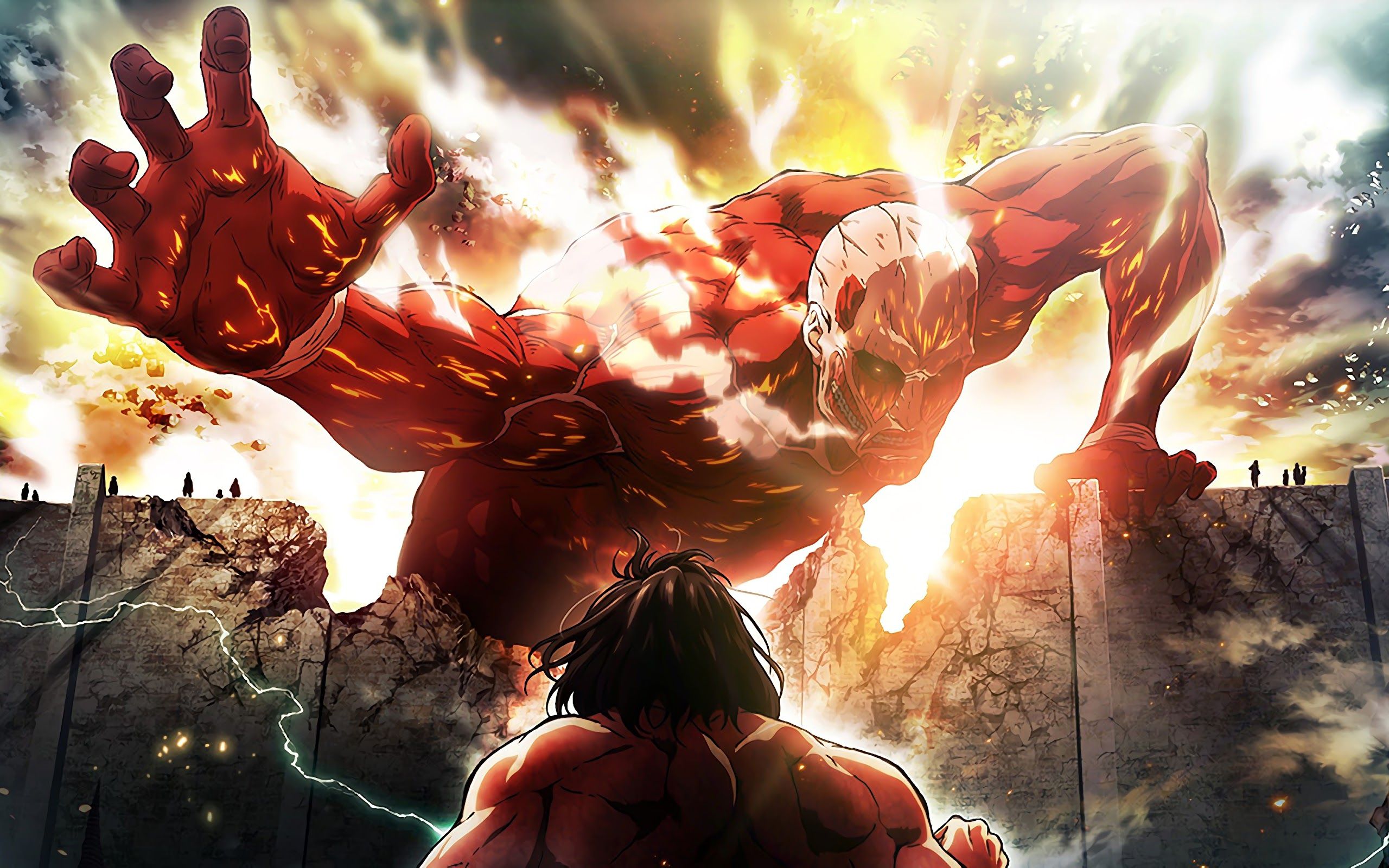 Colossal Titan Attack Titan Attack on Titan 4K Wallpaper