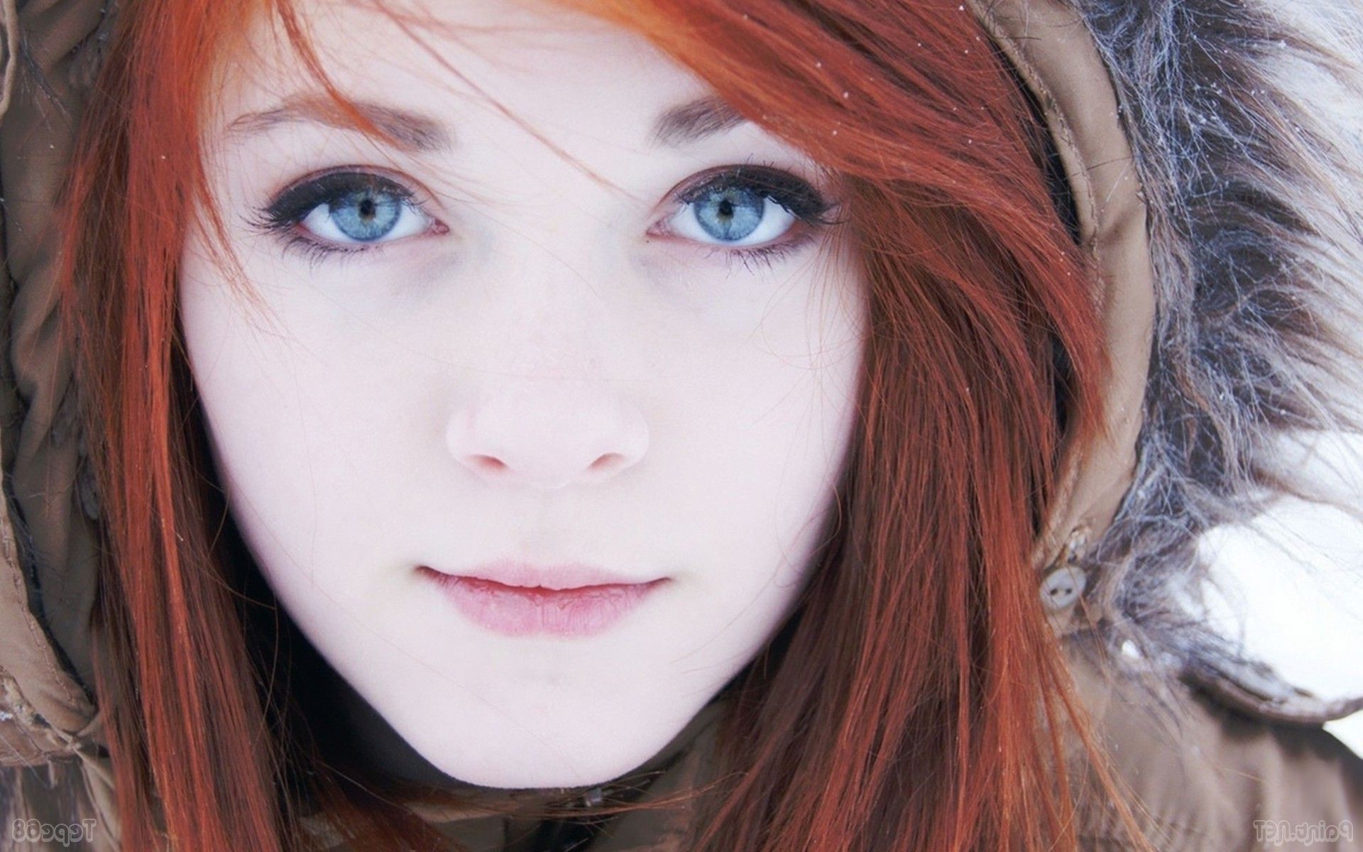 women, Redhead, Blue Eyes, Closeup, Lips Wallpaper HD / Desktop and Mobile Background