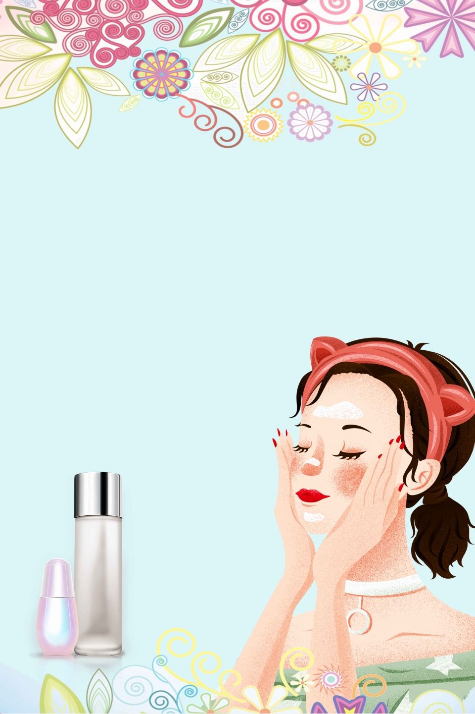 High End Skin Care Cosmetics Beauty Background, Tmall, Taobao