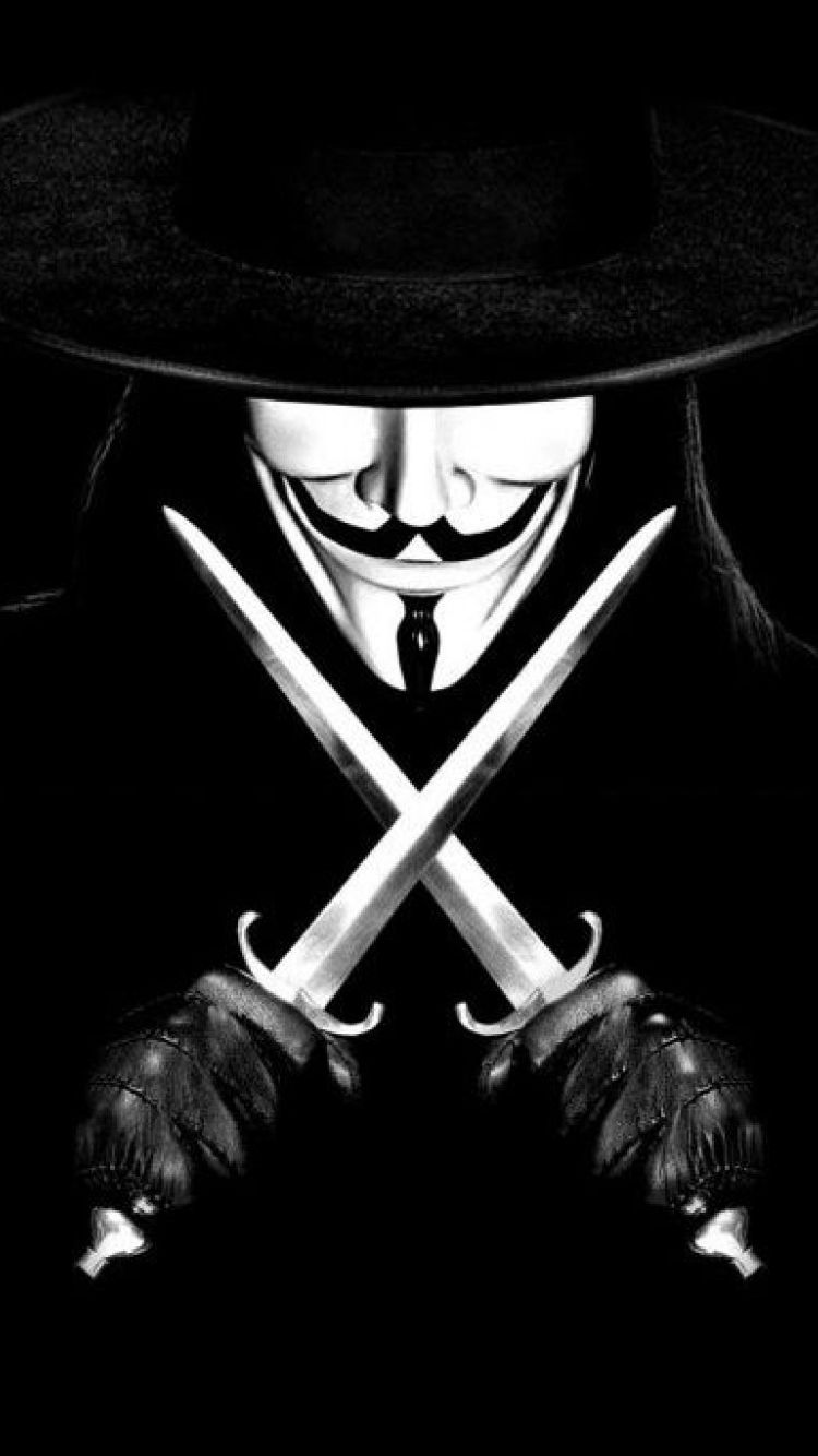 Free download for Anonymous Mask Wallpaper with knifes for iPhone