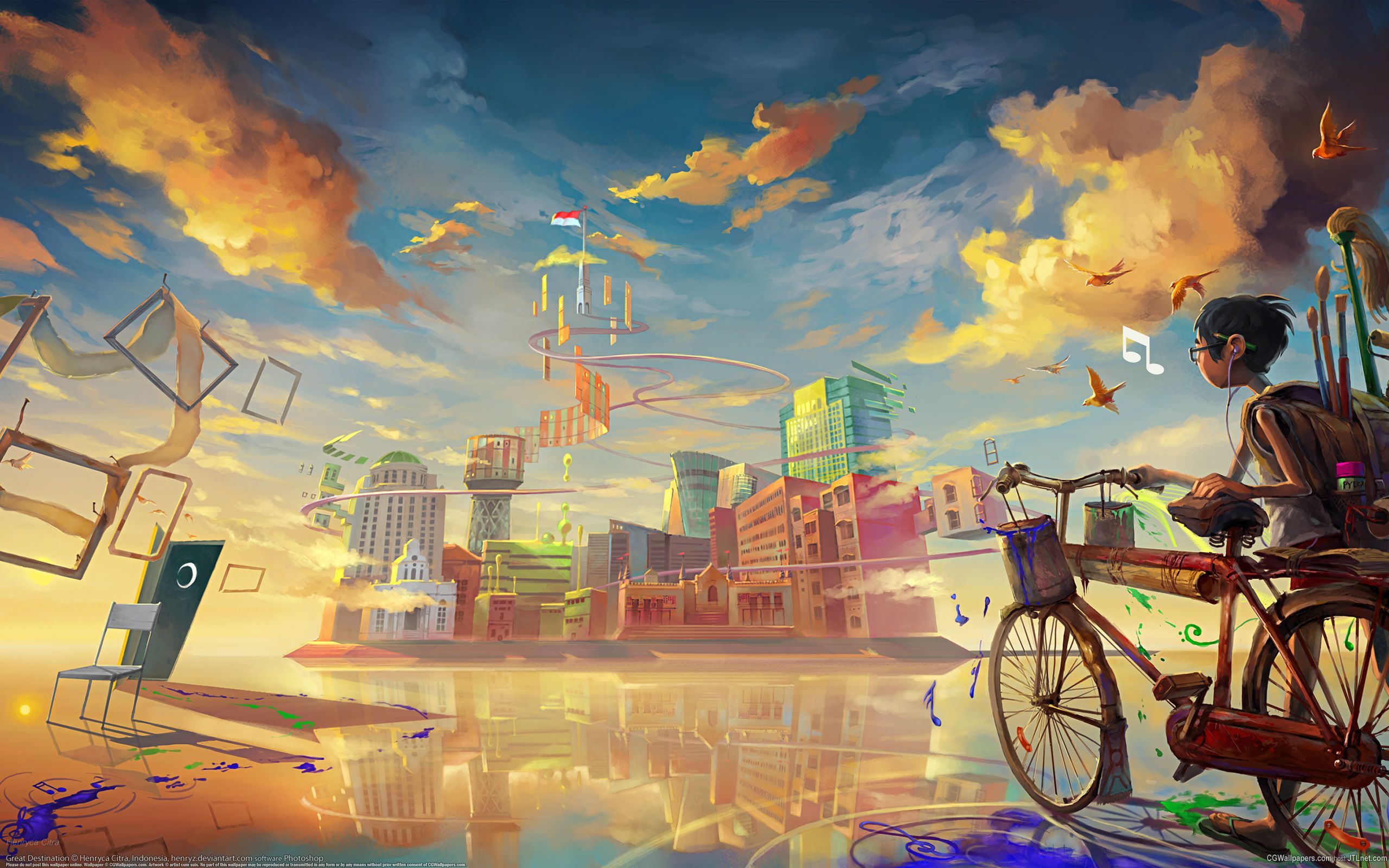 Artistic Wallpaper Free Download. City drawing, Art wallpaper