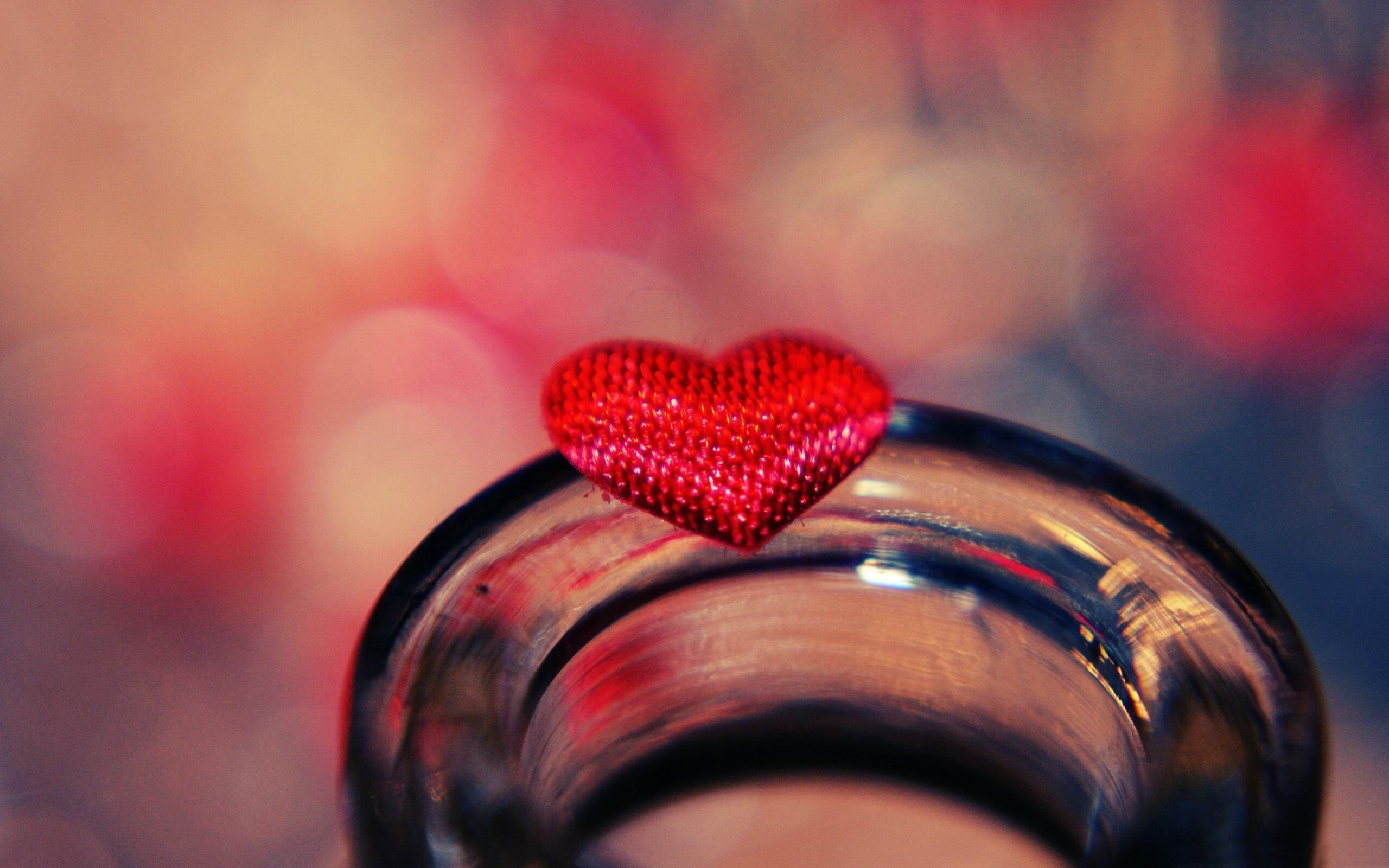 Little red heart on a glass sweet love day