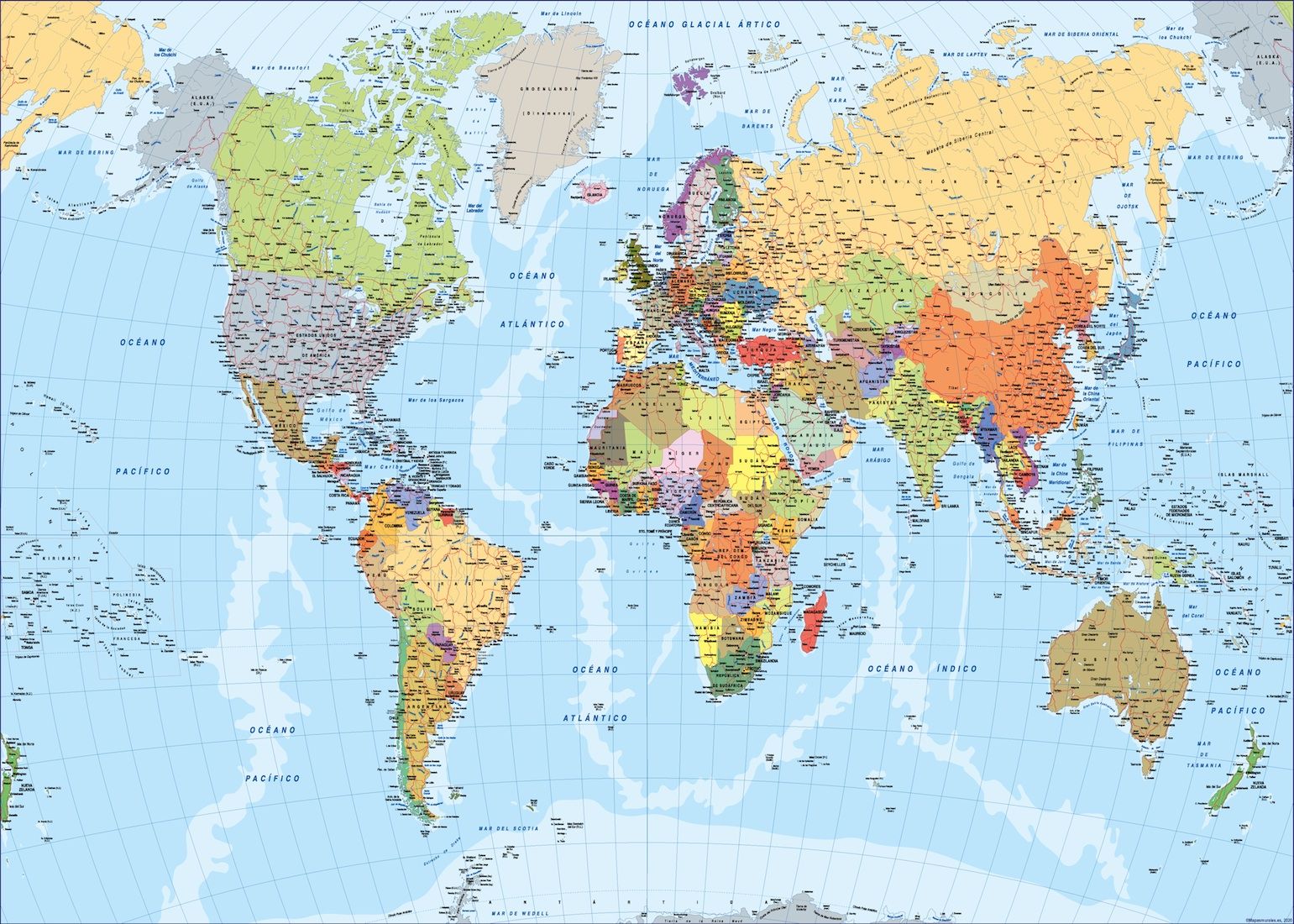 World map Spanish