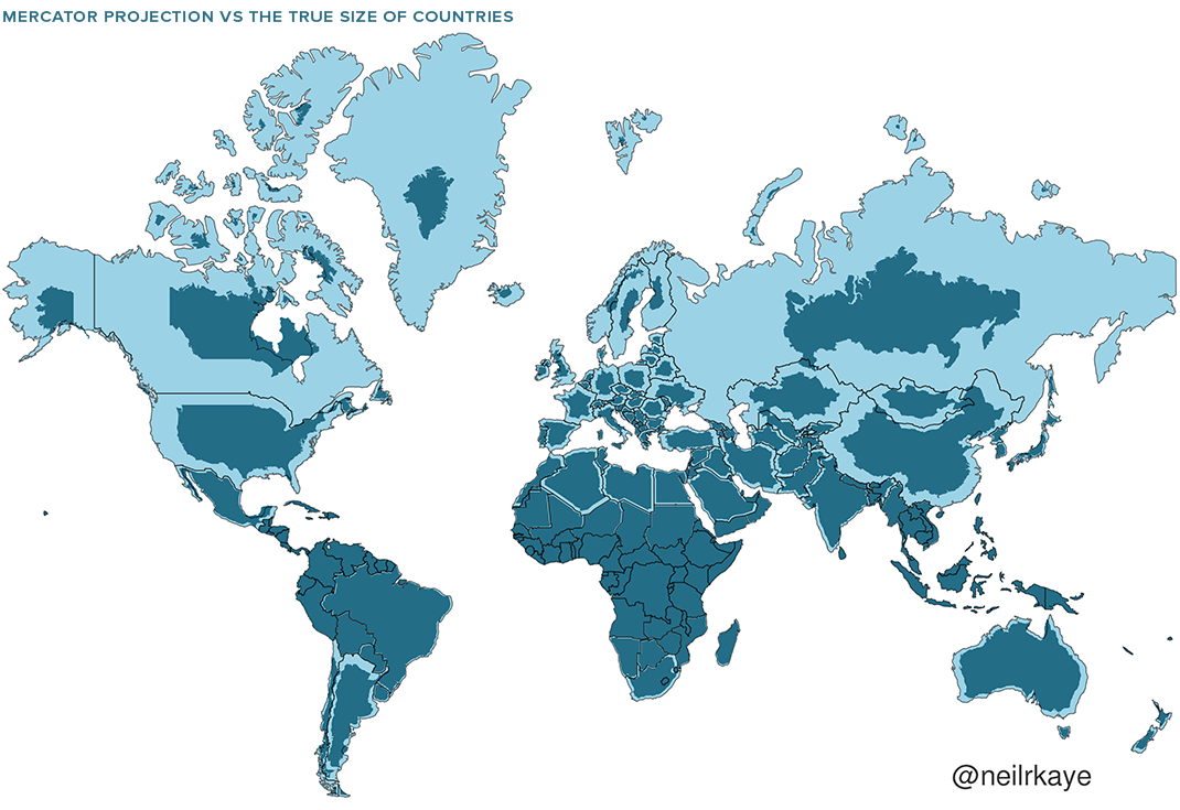 Mercator Misconceptions: Clever Map Shows the True Size of Countries
