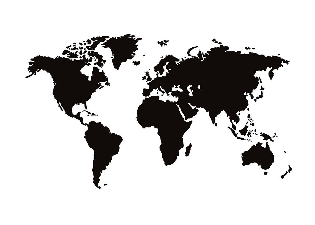 World map poster black and white. Posters with maps