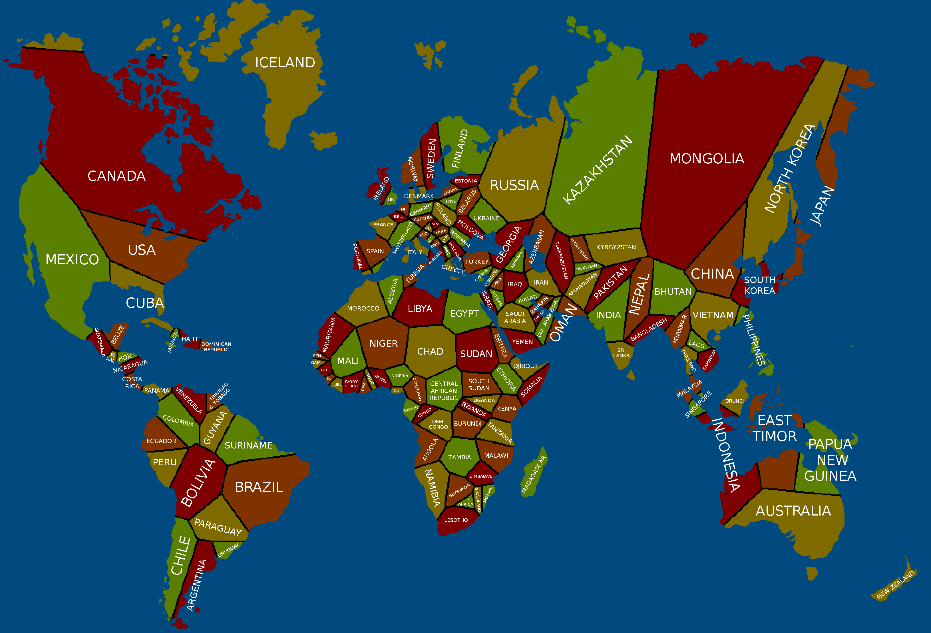 World Map if Borders were Determined by Distance from National