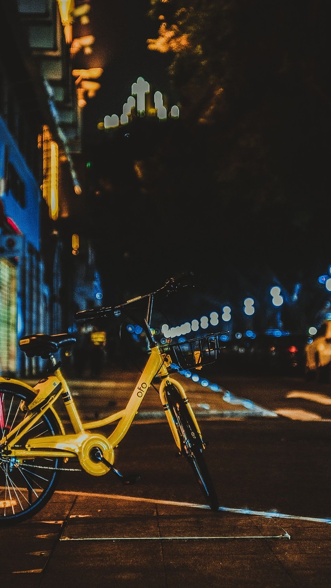 Yellow Bicycle, City Night, Street 1080x1920 IPhone 8 7 6 6S Plus