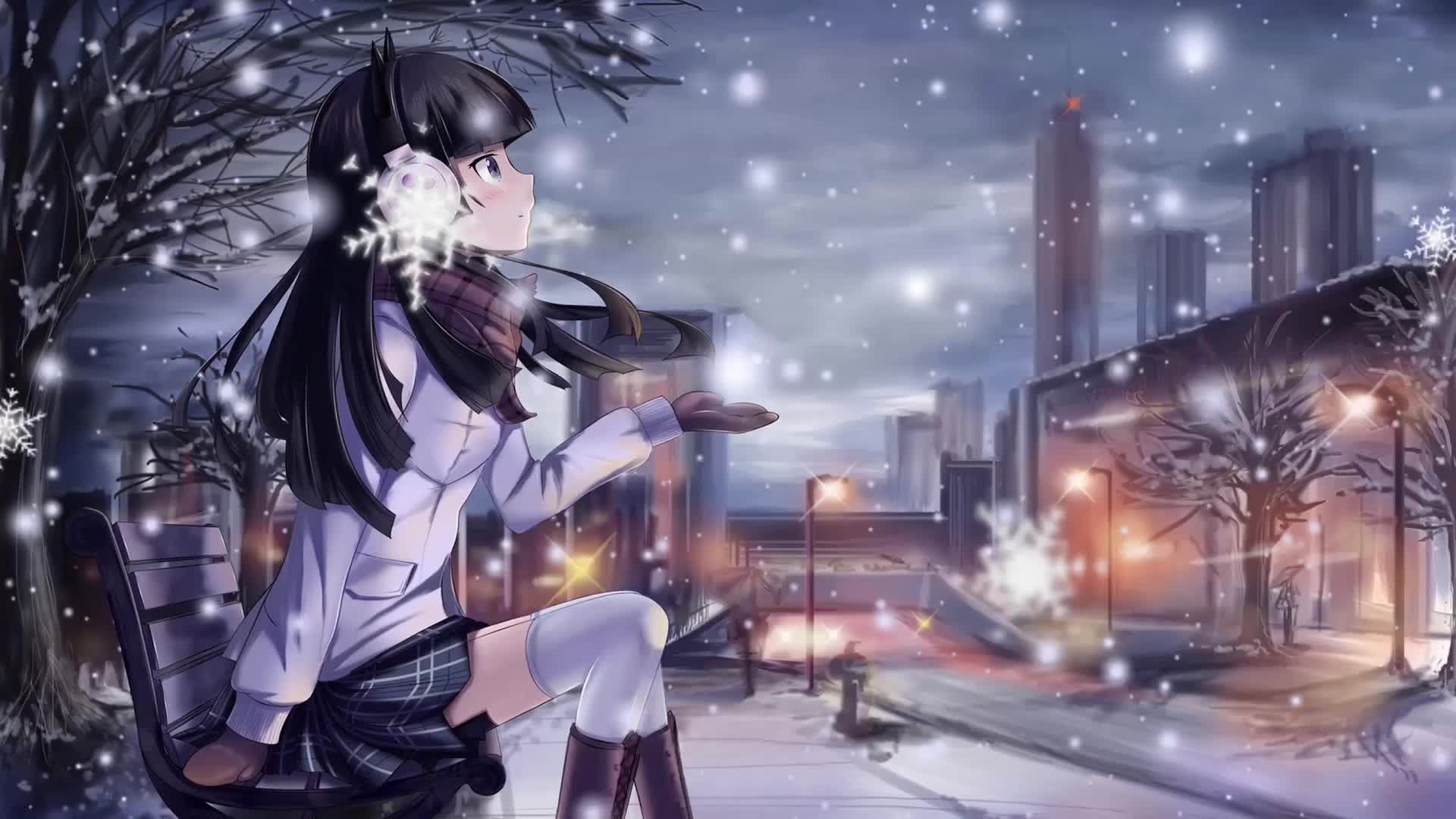 Anime Girl Winter Snow Live Wallpaper