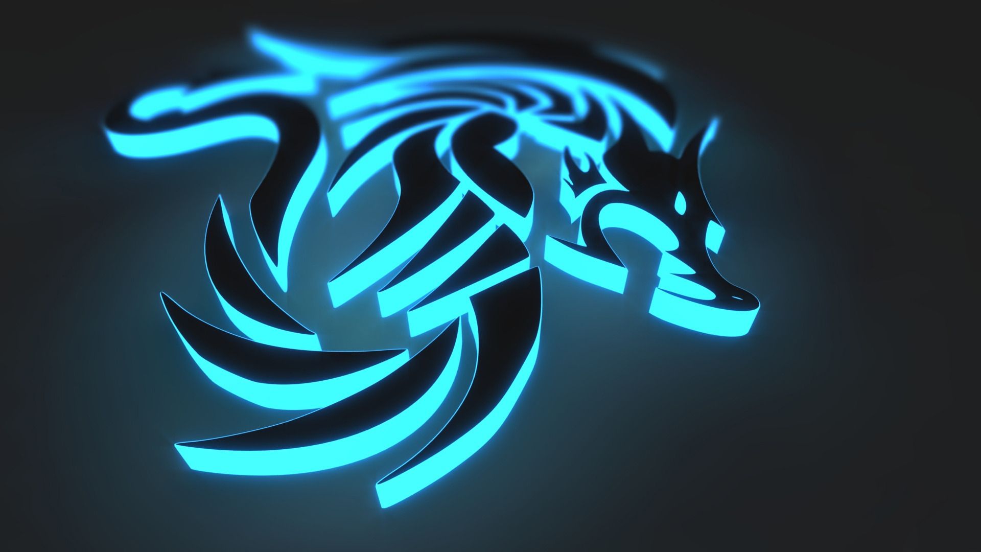 3D Black and Blue Dragon Emblem. LOGOS & BRANDS