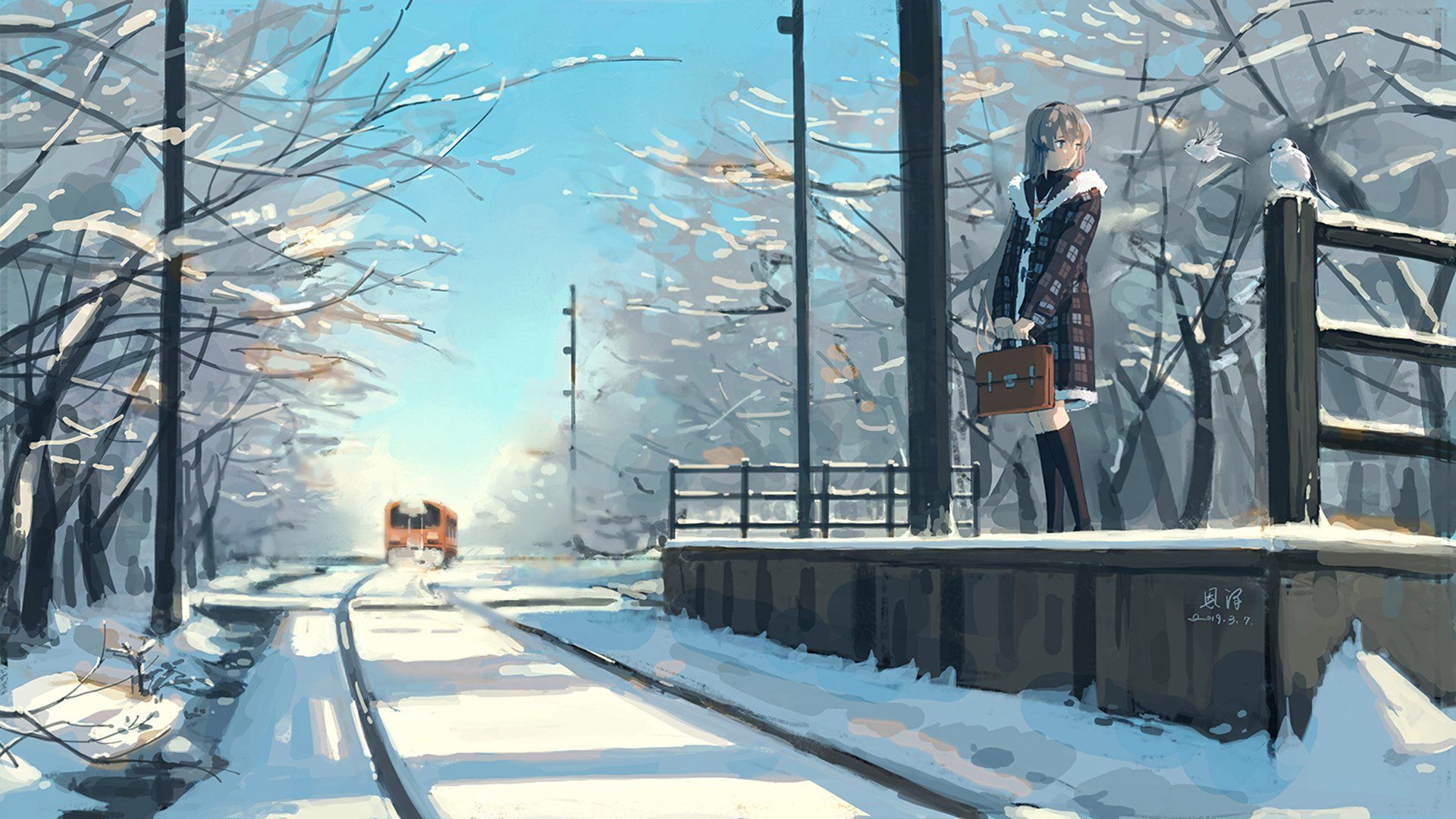 Wallpaper ID 98453  anime night mountains building snow winter free  download